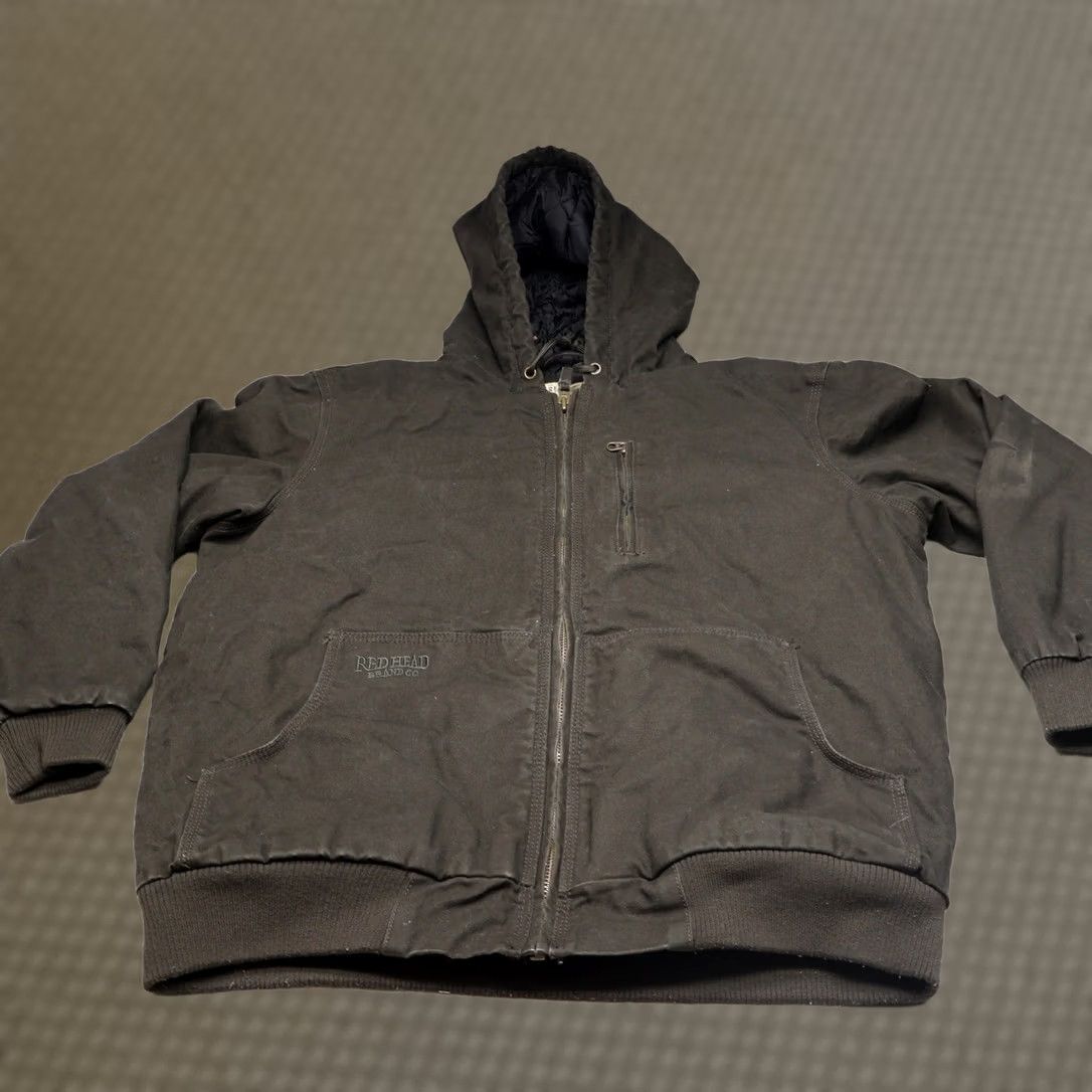 Vintage RedHead Mens Medium Black Canvas Jacket Quilted Lined Hooded Rugged Chore Size US M / EU 48-50 / 2 - 1 Thumbnail