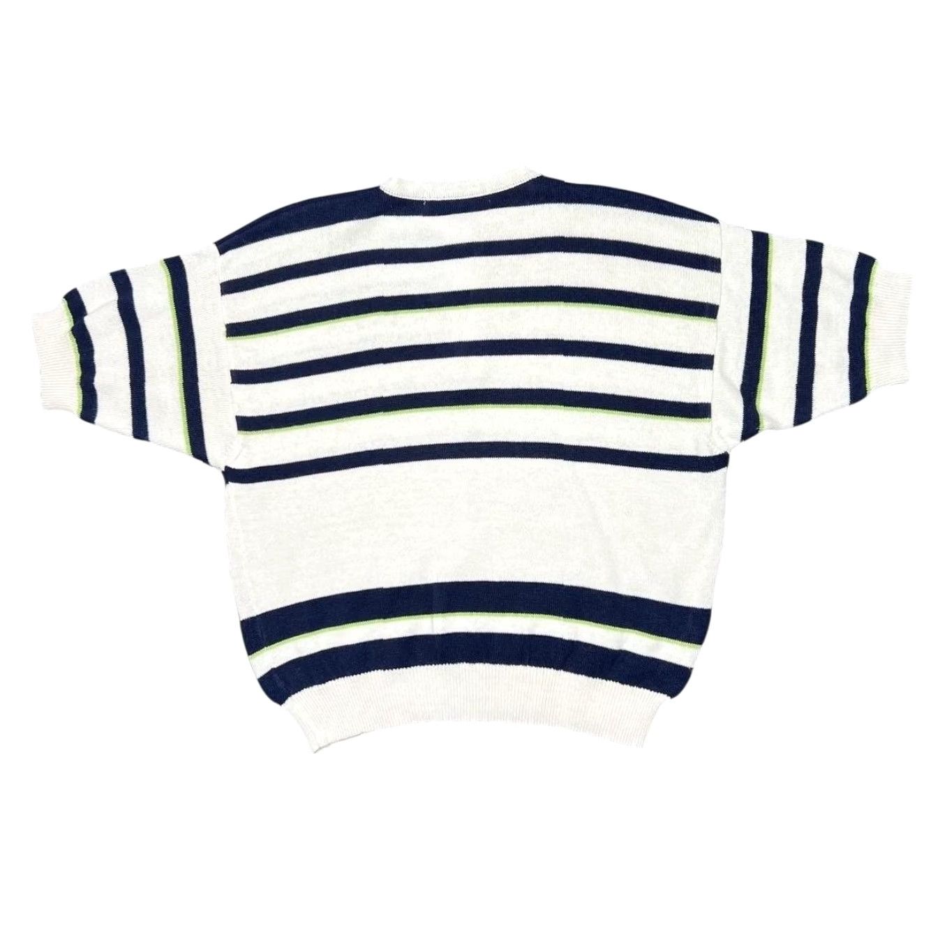 Vintage VINTAGE St Michael Made In Italy Nautical Striped Short Sleeve Knit Jumper Women’s 16/18 White Navy Striped Knit Jumper Womens 16/18 Mens Girls Size XXL / US 16-18 / IT 52-54 - 2 Thumbnail