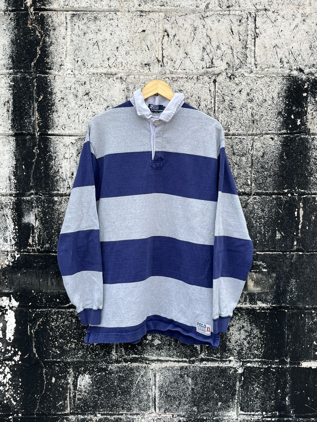 Vintage Polo Ralph Lauren vintage striped rugby shirt preppy hype Size US XL / EU 56 / 4 - 2 Thumbnail