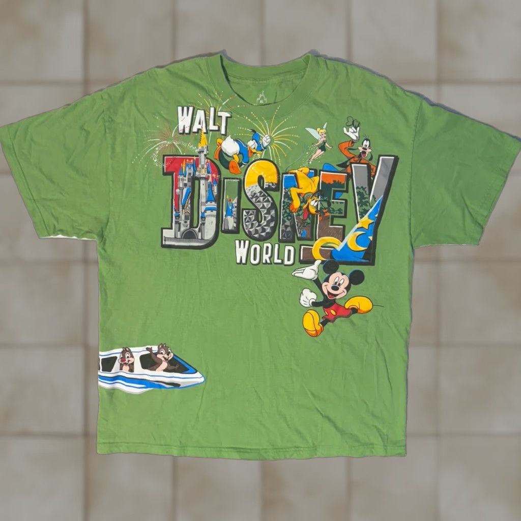 Disney V Walt Disney World Mickey Mouse Wrap Around T-Shirt Green XL Disneyland Resorts Size US XL / EU 56 / 4 - 1 Thumbnail