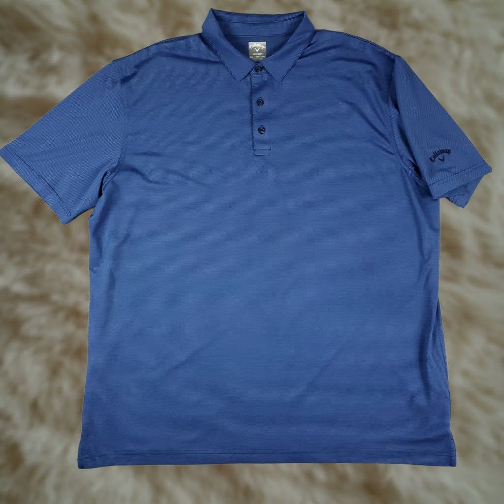 Callaway Callaway Polo Shirt Mens Size 2XL Blue Striped Polo Short Sleeve Golf Opti Dri Fit Shirts Size US XXL / EU 58 / 5 - 1 Thumbnail
