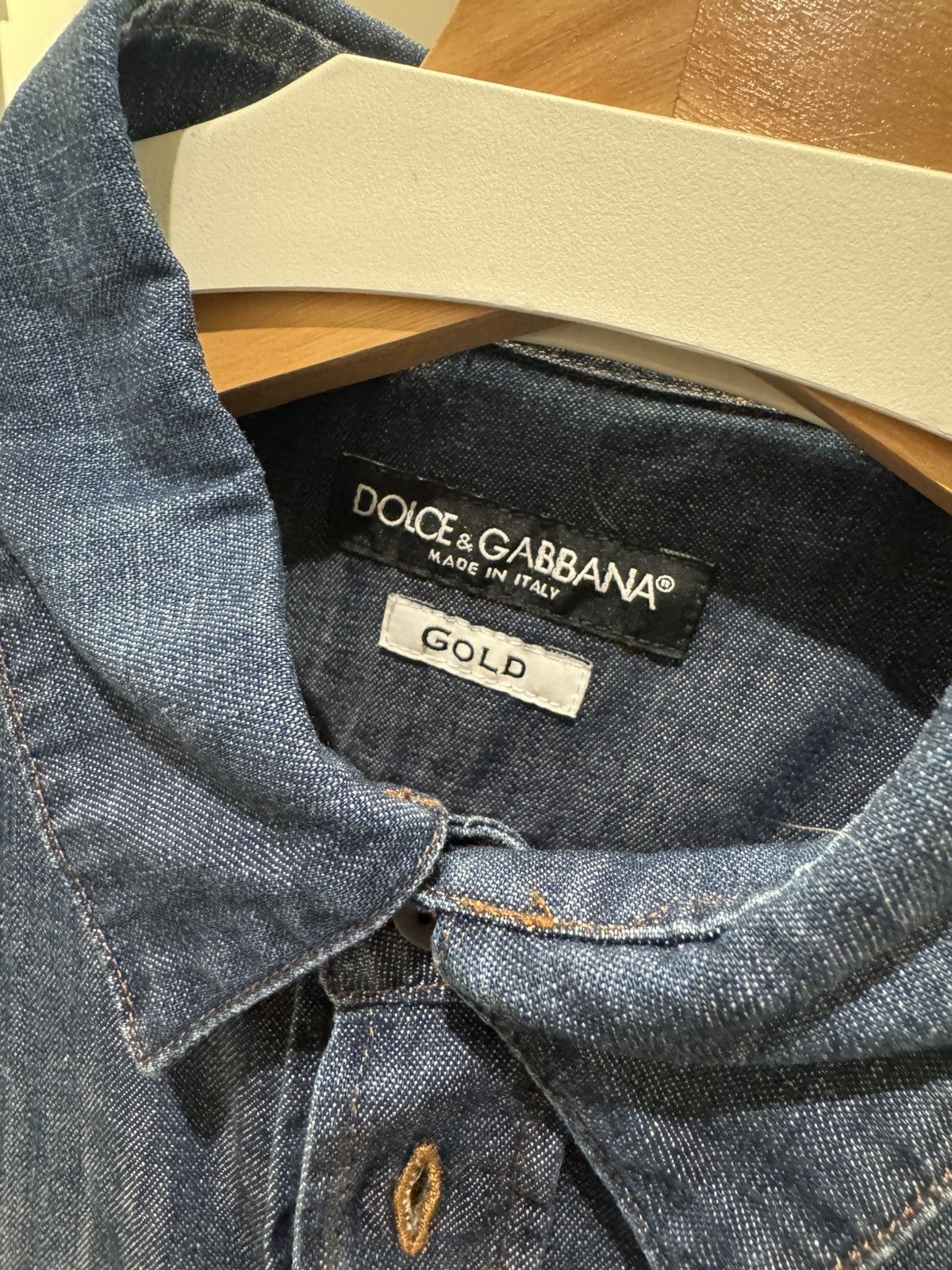 Dolce & Gabbana D&G Gold Denim Shirt with Bee Emblem Size US XS / EU 42 / 0 - 4 Thumbnail