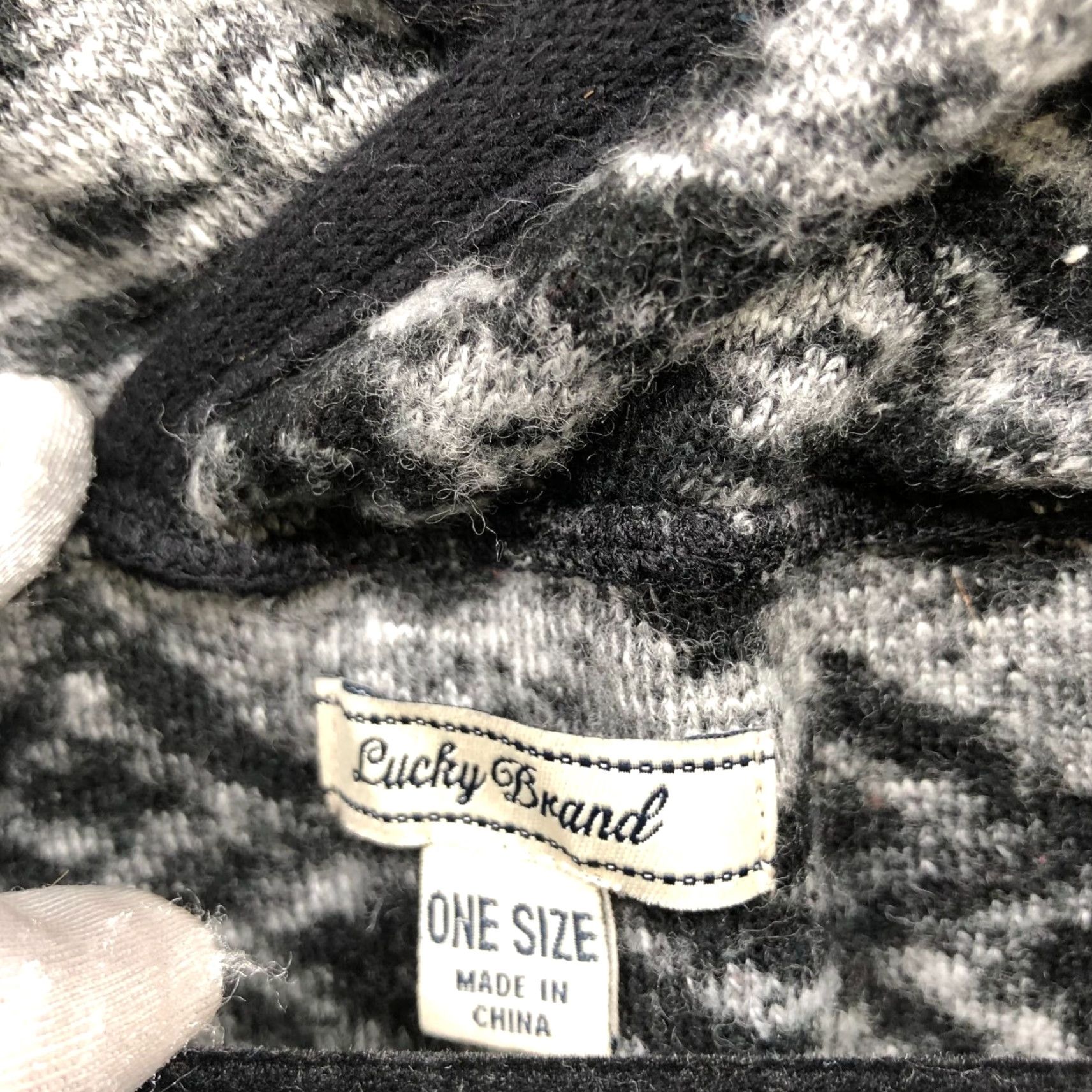 Lucky Brand Lucky Brand Cardigan Womens One Size Black Gray Aztec Print Geometric Boho Southwestern Knit Kimono Sleeve Fall Winter Womens Size ONE SIZE - 6 Thumbnail