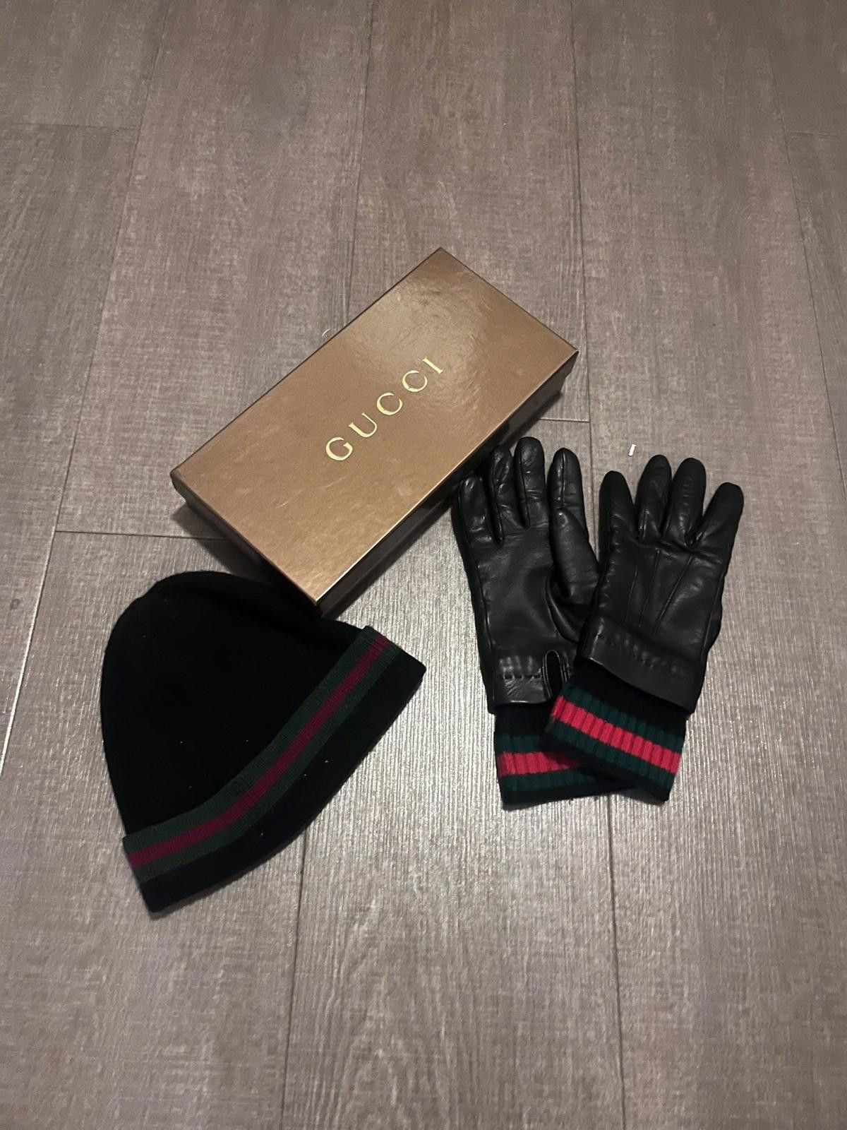 Gucci Gucci - Black Beanie and Leather Gloves Set Size ONE SIZE - 8 Thumbnail