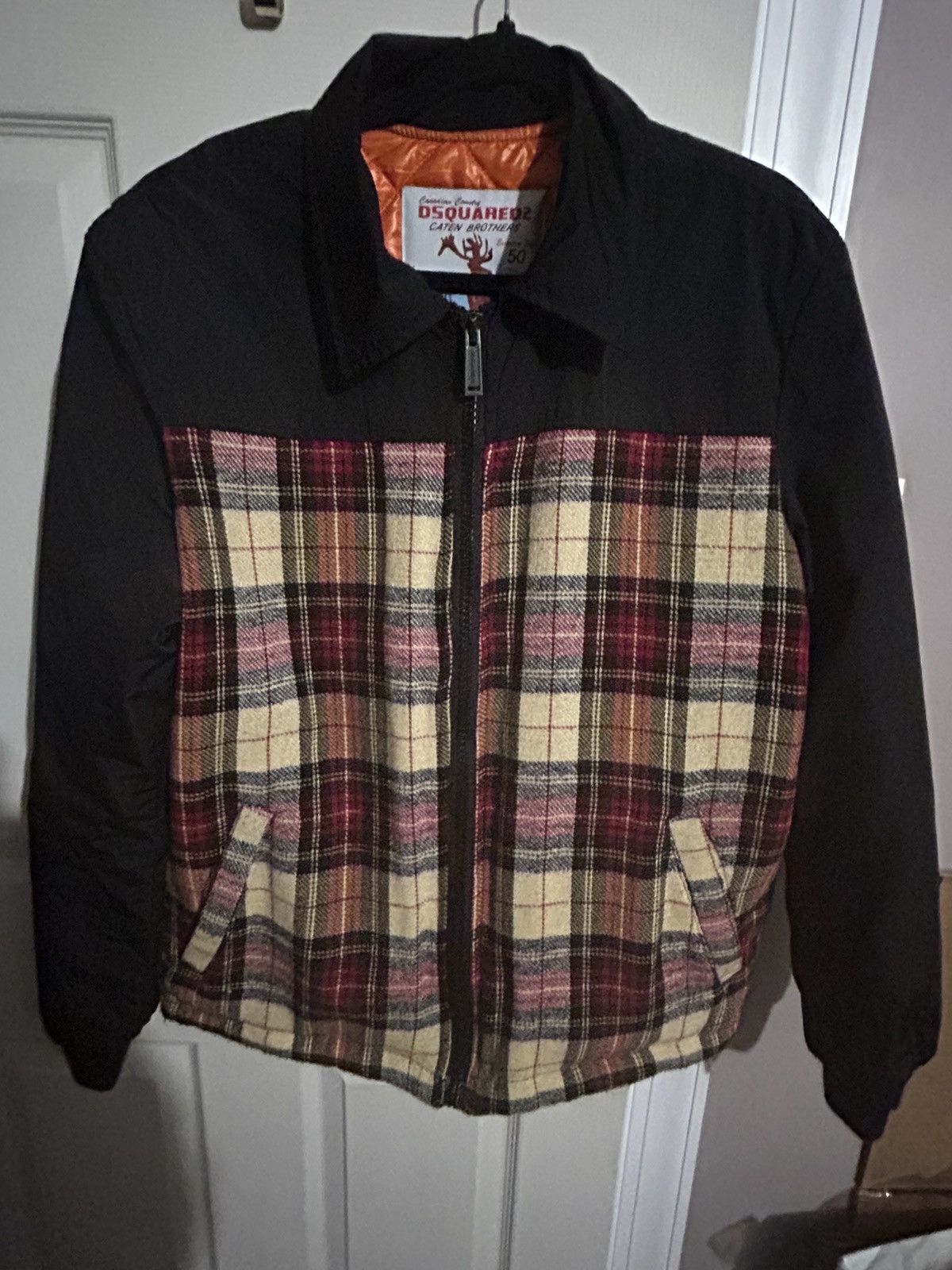 image of Dsquared2 Flannel Zip Up in Brown, Men's (Size Large)