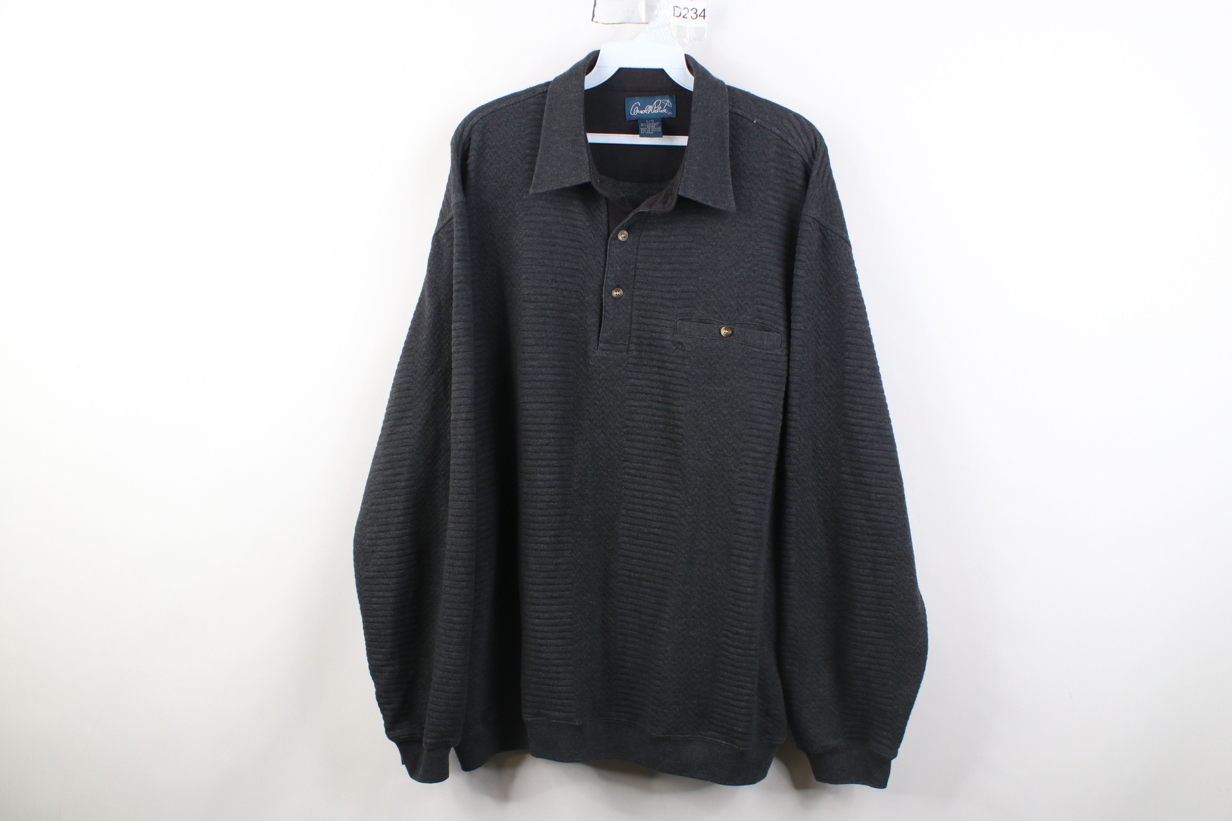 Vintage Vintage 90s Streetwear Textured Collared Pullover Sweatshirt Size US L / EU 52-54 / 3 - 1 Thumbnail