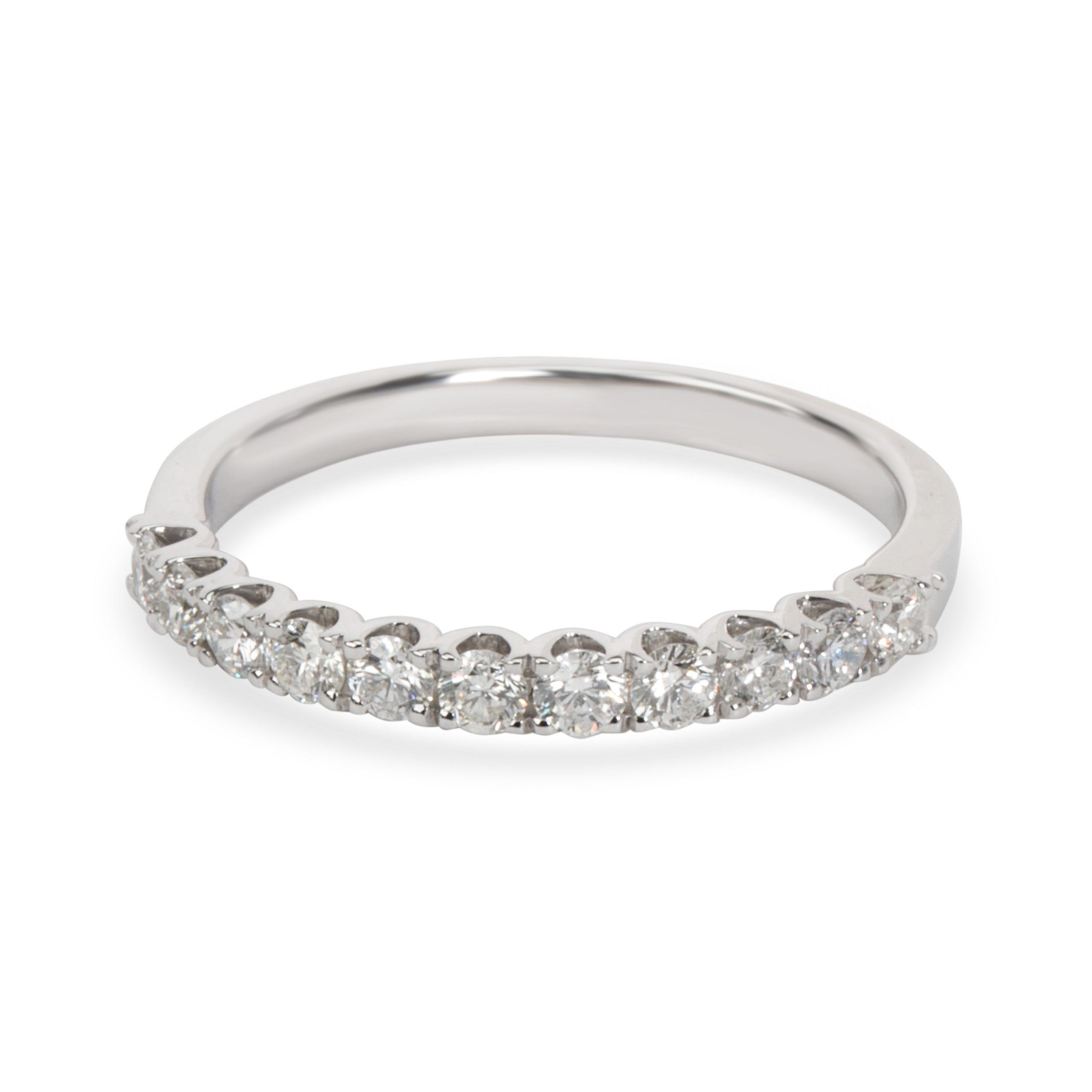 image of Tiffany Co U Prong Diamond Wedding Band In 18K White Gold 0.33 Ctw, Women's