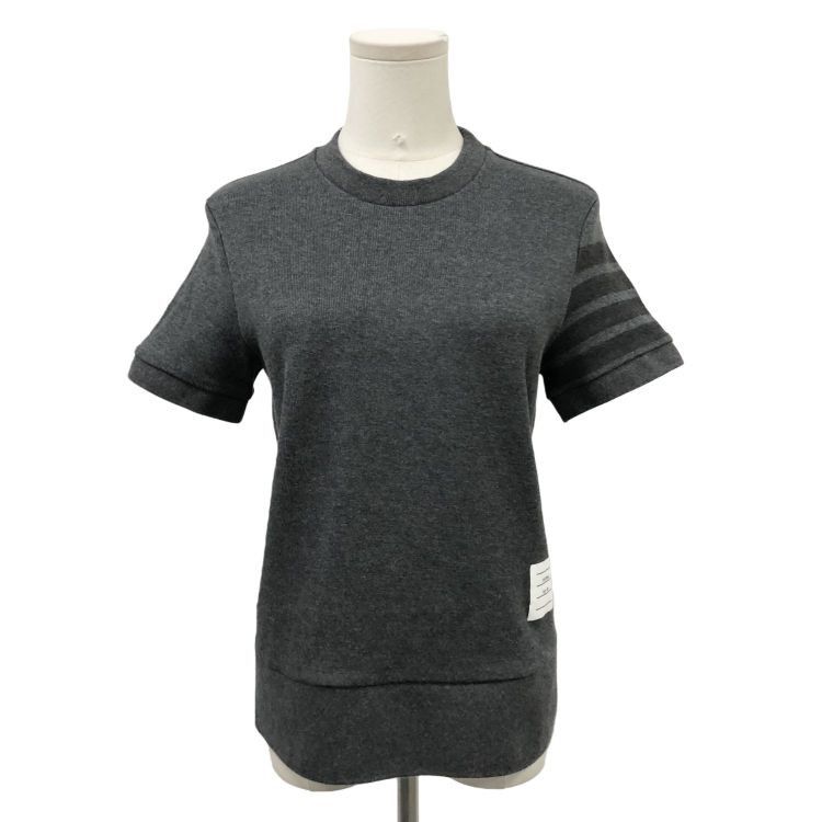 Thom Browne Thom Browne Grey Stripe Short Sleeve Knit Size XXS Size US XXS / EU 40 - 1 Thumbnail