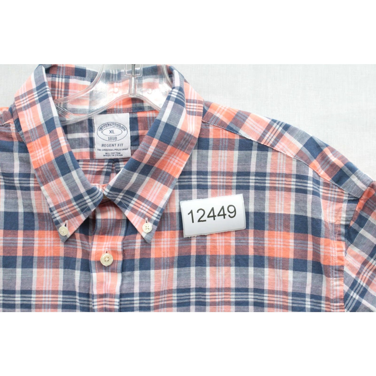 Brooks Brothers Brooks Brothers Regent Fit Shirt Men XL Blue Orange Plaid Button-Down Preppy Shirt Size US XL / EU 56 / 4 - 6 Thumbnail