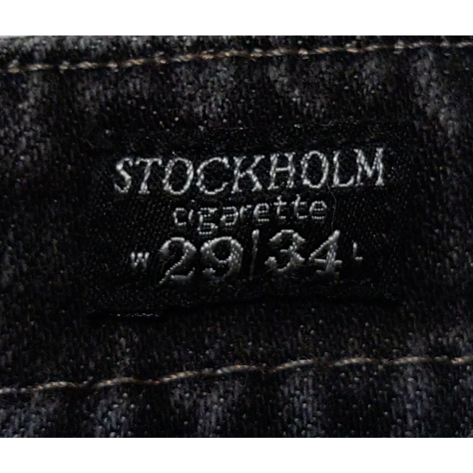 Denime MEK DNM Jeans Stockholm Cigarette Cut Black Denim 5-Pocket 29×34 Mens Vintage Size US 29 - 6 Thumbnail