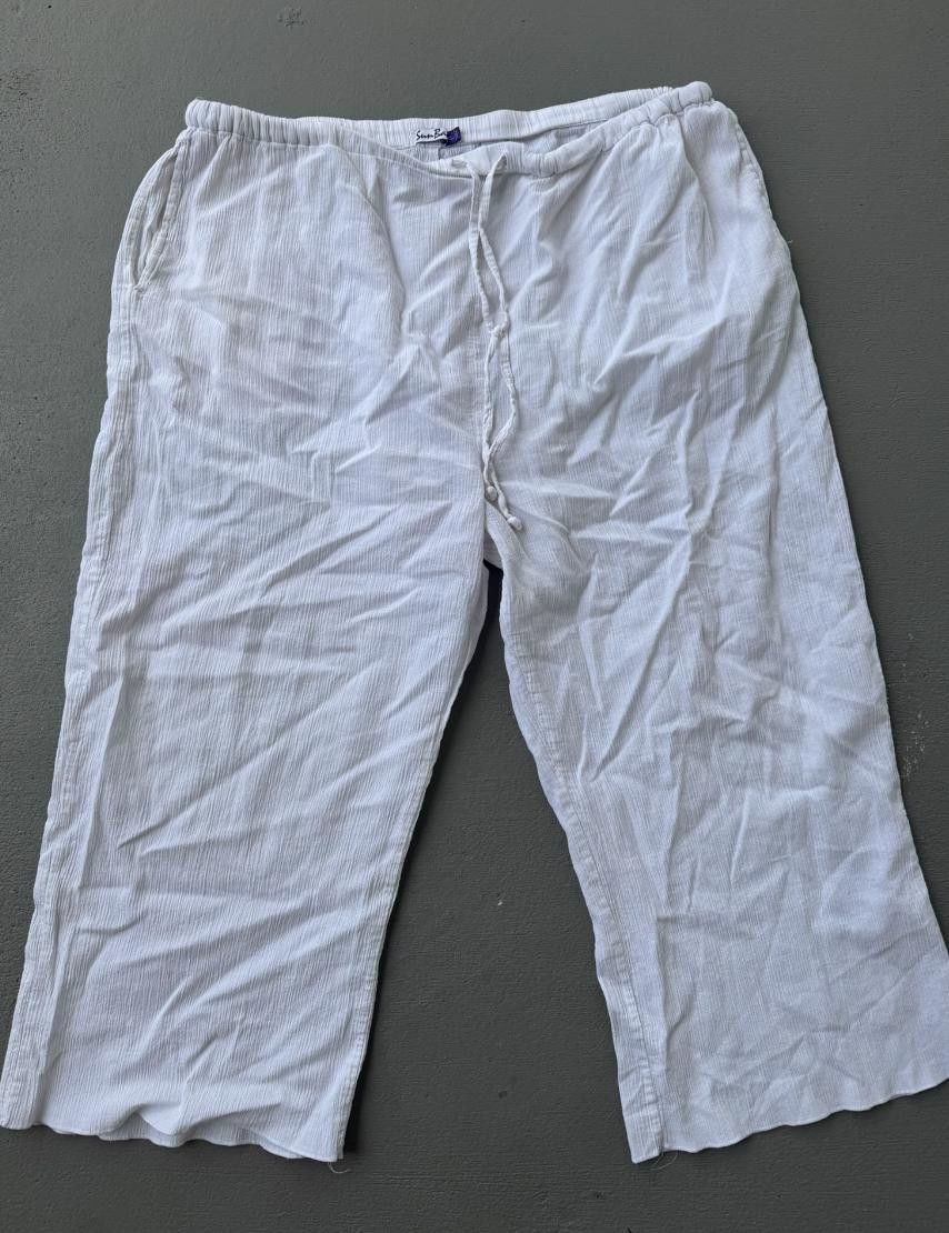 Designer Sunbay White Cotton Pant XL Size 40" / US 18 - 2 Thumbnail