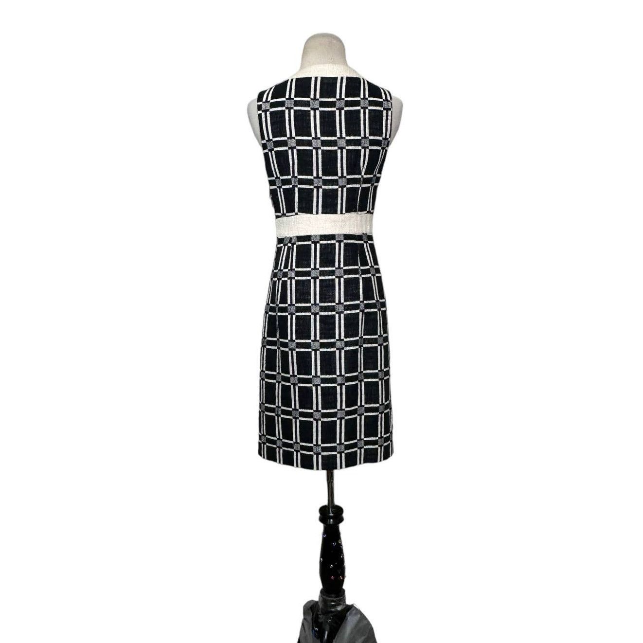 MILLY Milly black cream canvas party sheath dress size 0 Size XS / US 0-2 / IT 36-38 - 3 Thumbnail