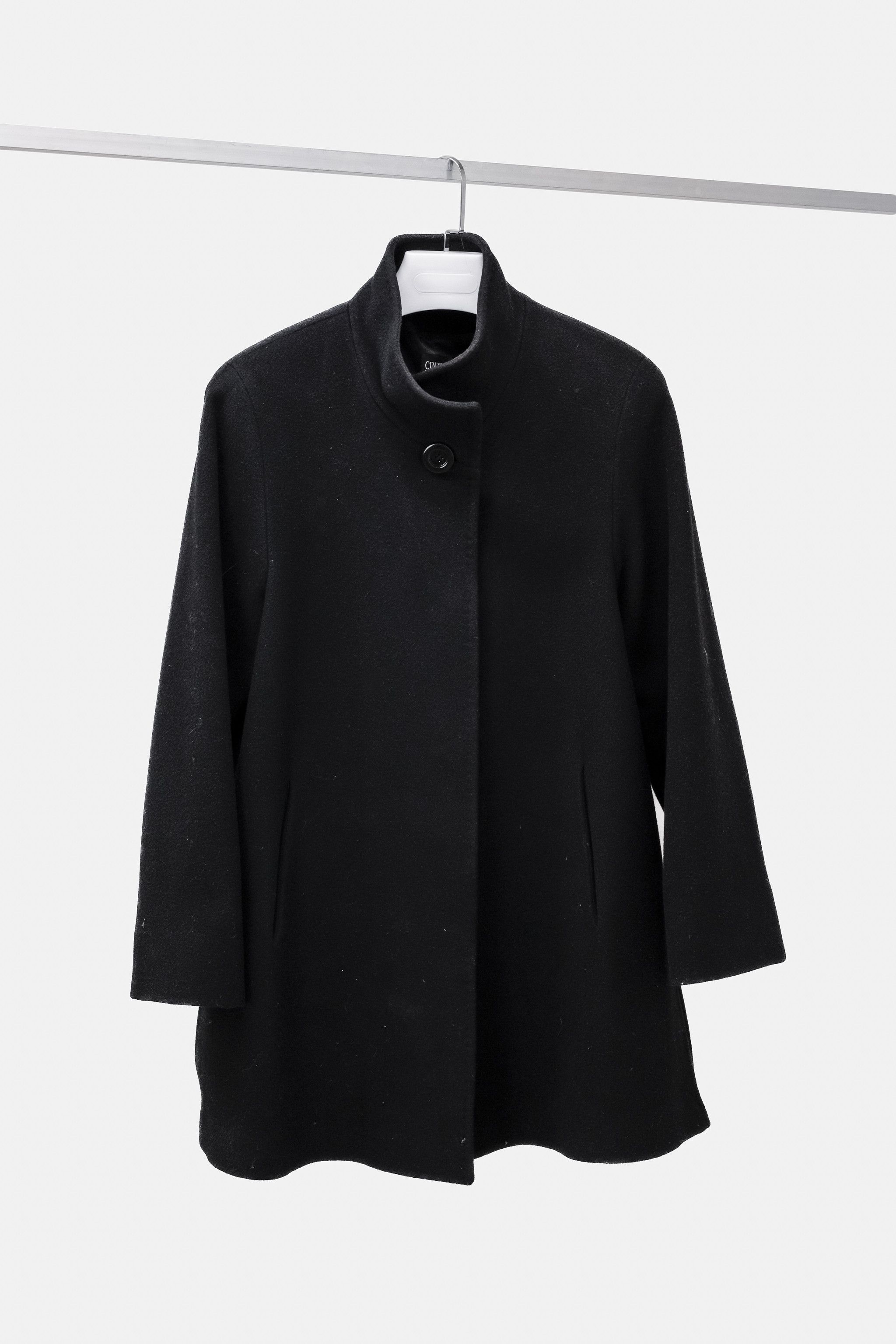 image of Cinzia Rocca Black Wool Coat, Women's (Size Medium)