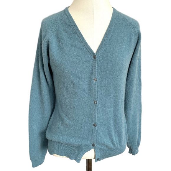 Other Lochmere Blue Cashmere Cardigan Sweater 🏴󠁧󠁢󠁳󠁣󠁴󠁿 Size S / US 4 / IT 40 - 2 Thumbnail