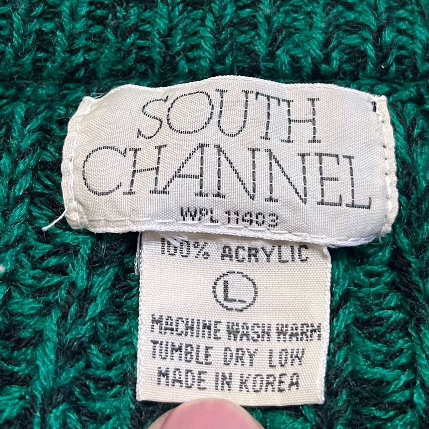 Other Vintage South Channel Green w/ Black Tightly Knitted Sweater Size US L / EU 52-54 / 3 - 3 Thumbnail