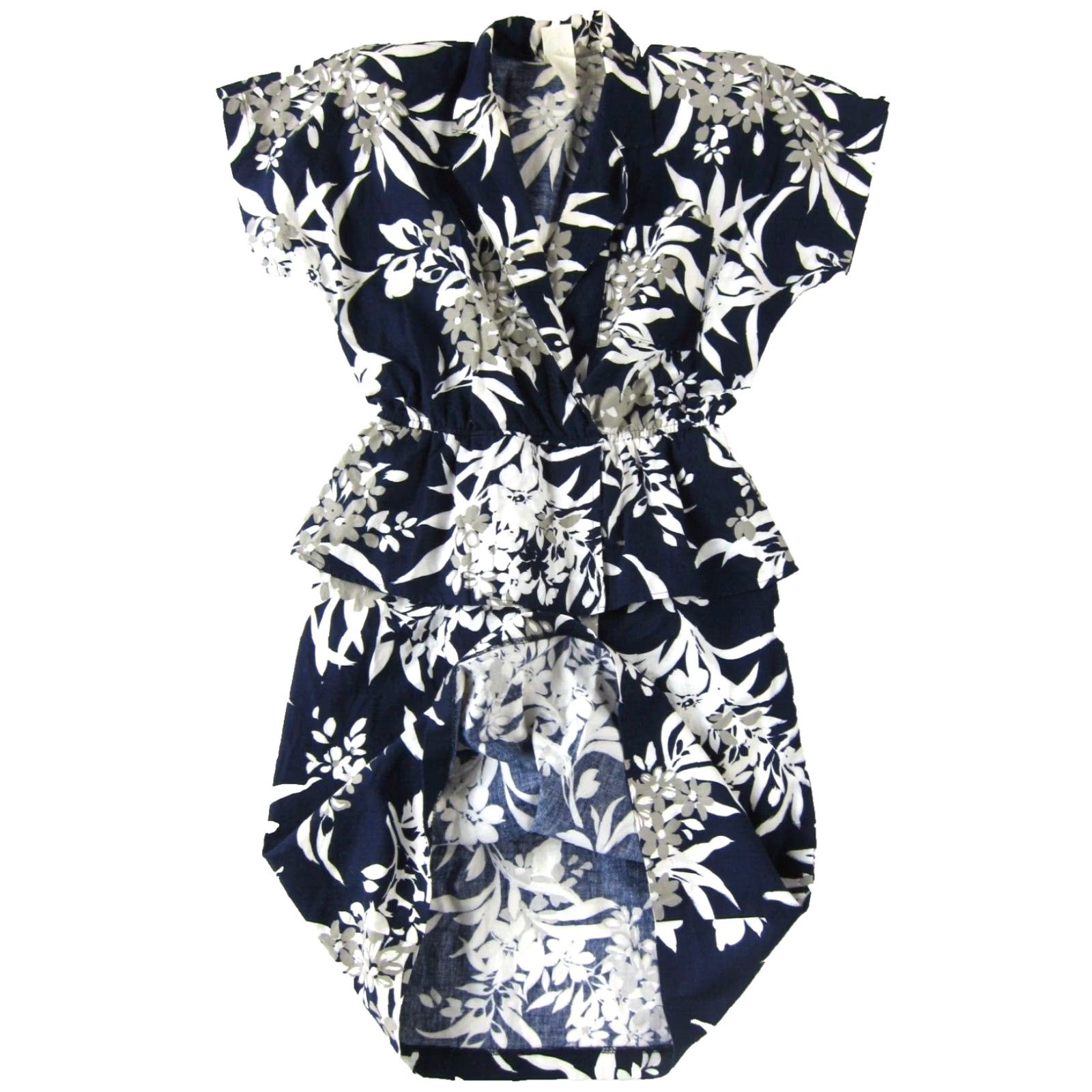 Vintage VINTAGE John Richard Floral Short Sleeve Peplum Dress blue White Grey 8 Women (Adult) Dress Size 30" / US 8 / IT 44 - 6 Thumbnail