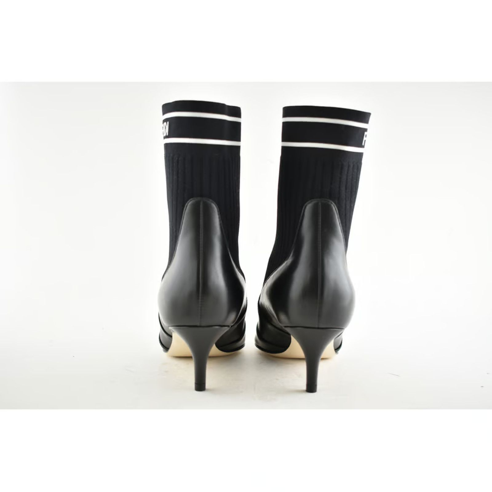 Fendi Fendi Rockoko Black Scuba Stretch FF Logo Knit Sock Ankle Size US 5 / IT 35 - 9 Thumbnail