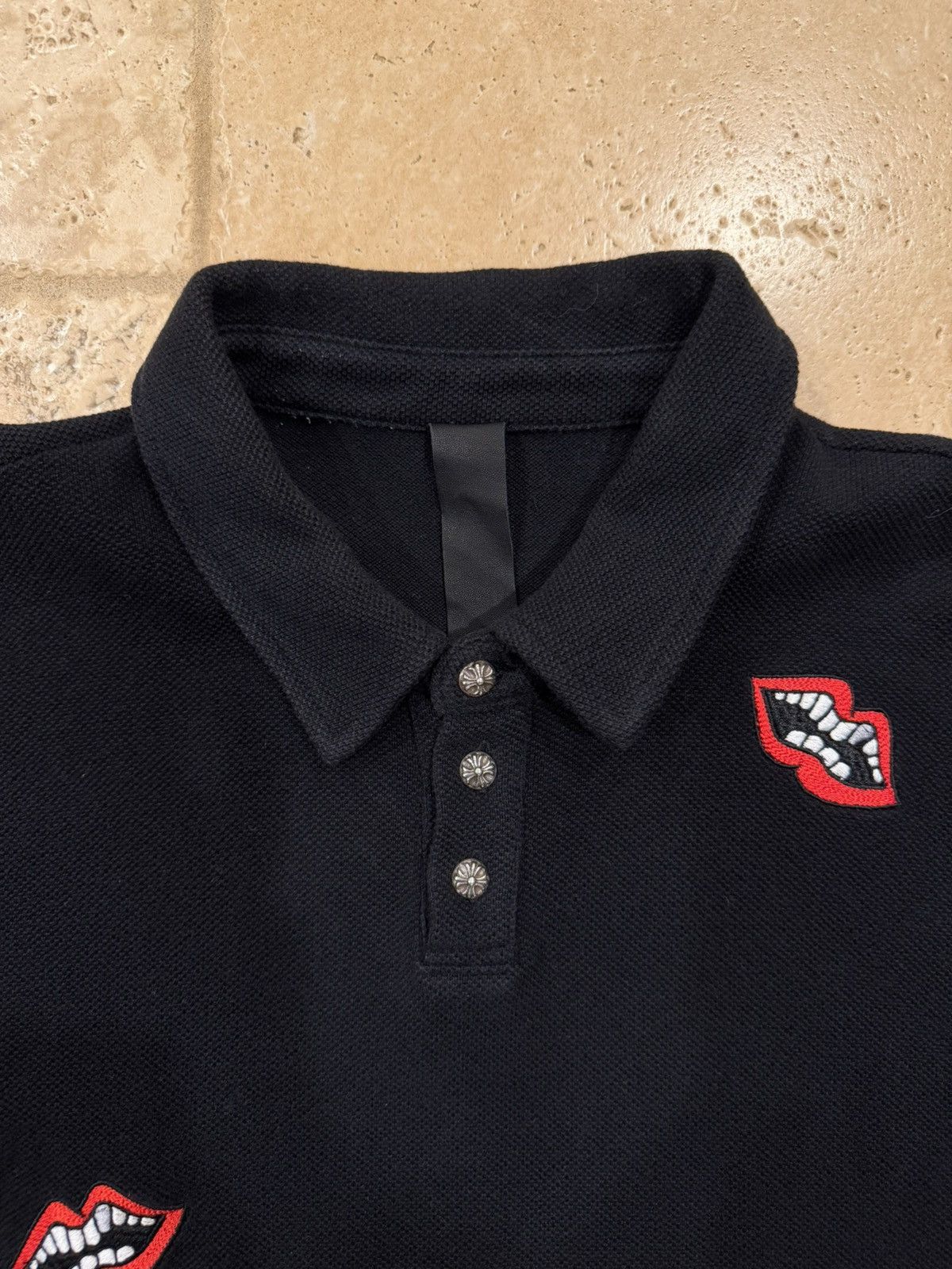 Chrome Hearts Chrome Hearts x Matty Boy Chomper Lips Black Polo Shirt Size US M / EU 48-50 / 2 - 6 Thumbnail
