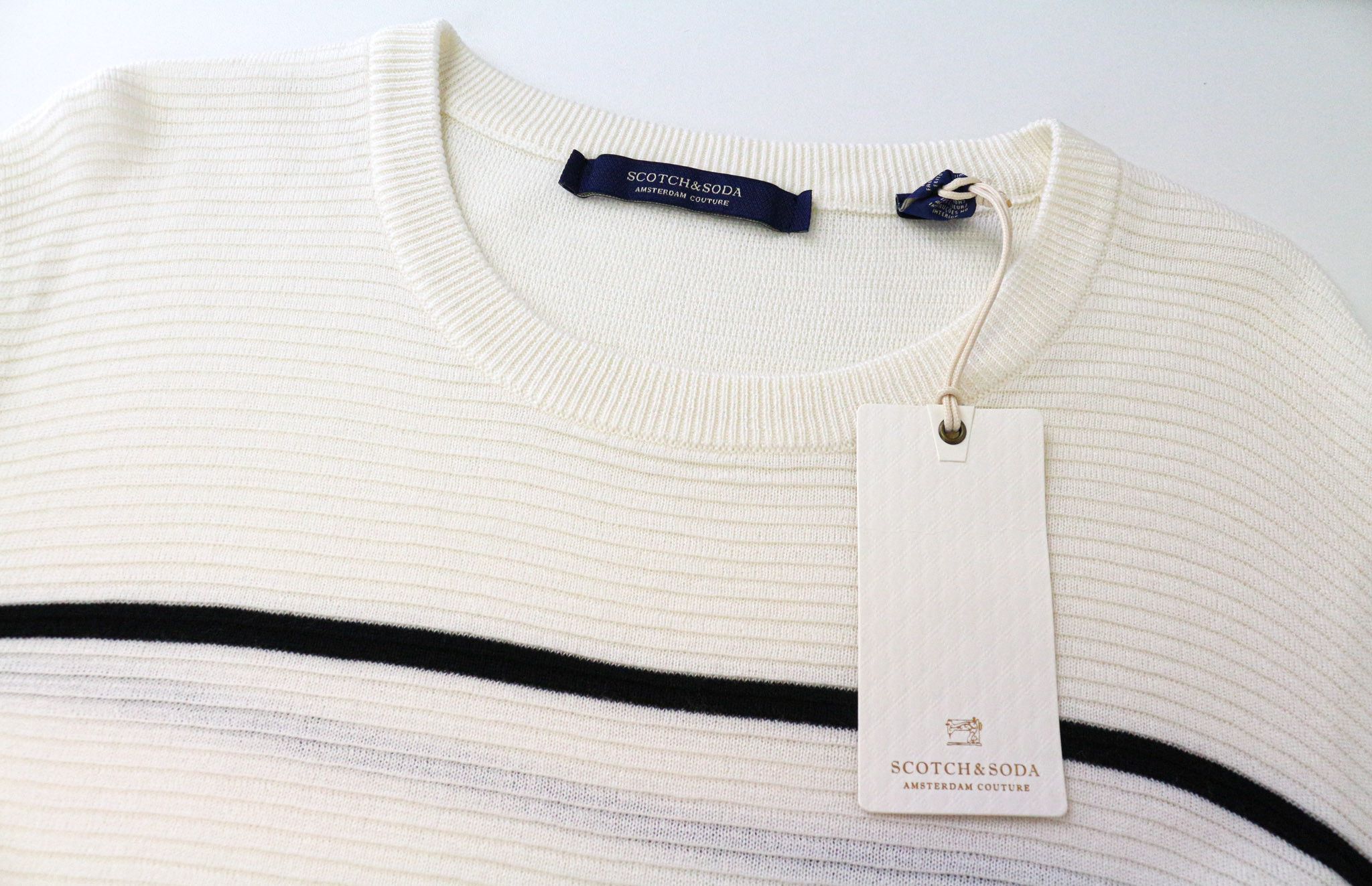 Scotch & Soda AMS COUTURE L Off-White Striped Sweatshirt 76187 Size US L / EU 52-54 / 3 - 3 Thumbnail