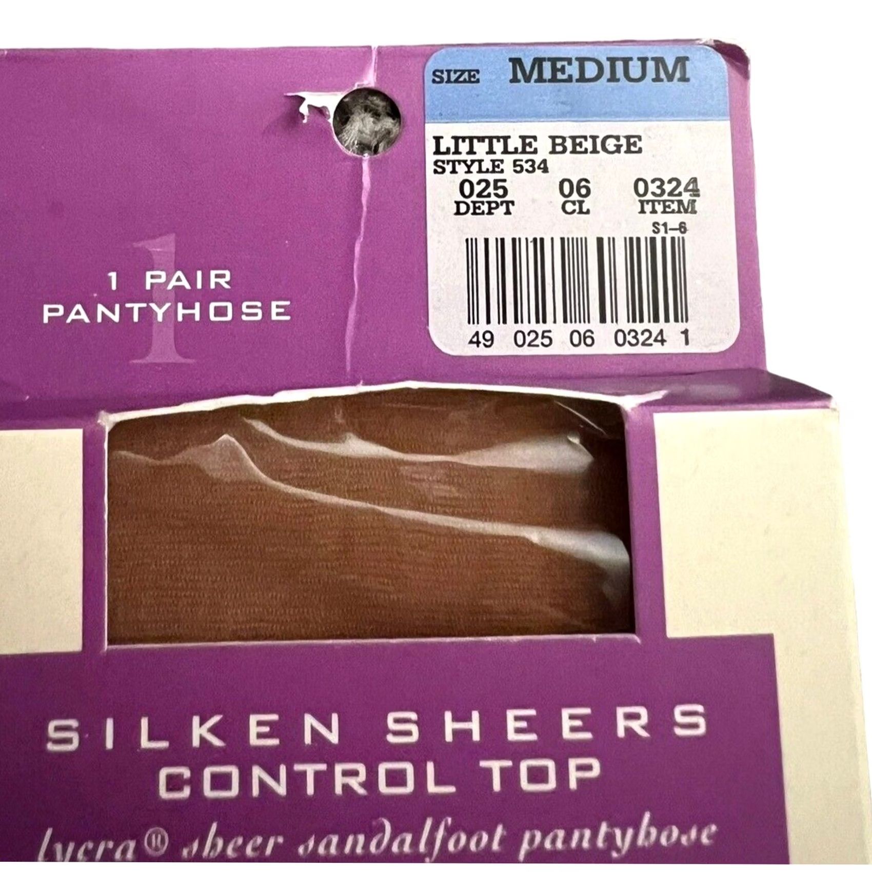 Vintage VINTAGE Honors Pantyhose Sheer Support Nylon Medium Light Beige 1990s Size 32" / US 10 / IT 46 - 2 Thumbnail