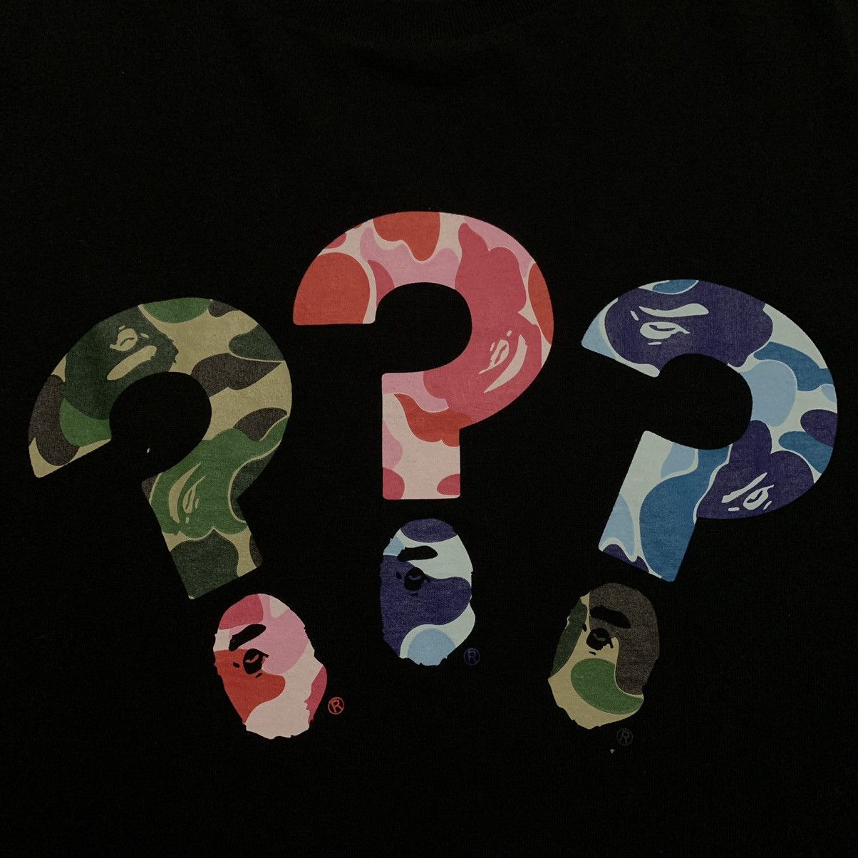 Bape Bape Large ABC Multi Camo Question Mark Black Tee Size US L / EU 52-54 / 3 - 2 Thumbnail