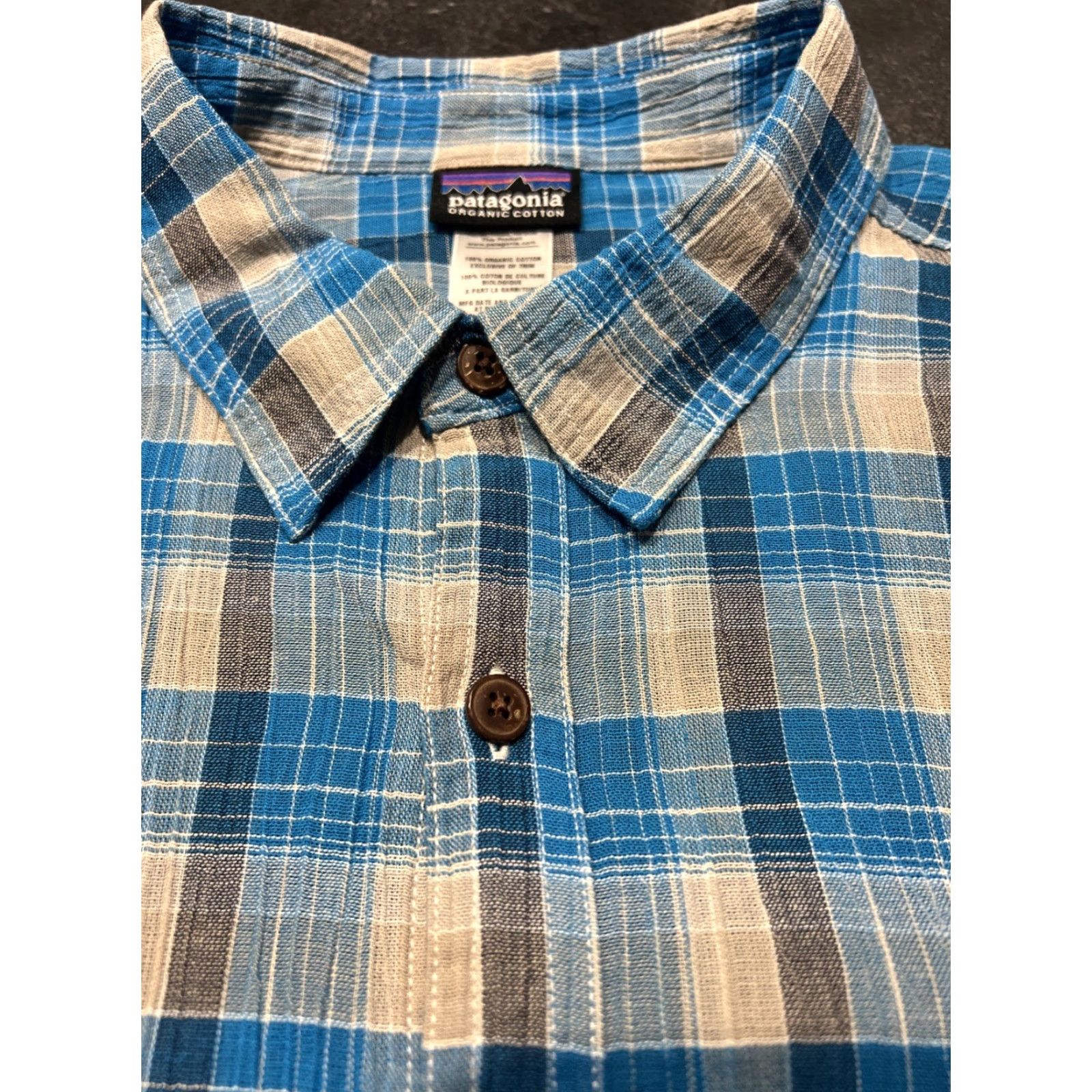 Patagonia Patagonia Organic Cotton Blue Plaid Shirt Men's XL Short Sleeve Outdoors Regular Button-Up Outdoor Size US XL / EU 56 / 4 - 6 Thumbnail