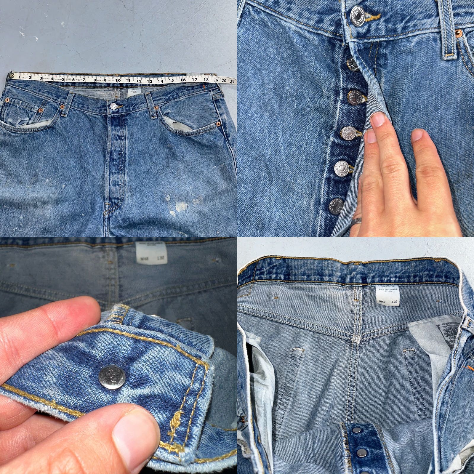 Levi's VINTAGE Levi's 501 Jeans 90s Straight Leg Denim Blue Light Wash 40x32 Mens Size US 40 / EU 56 - 8 Thumbnail