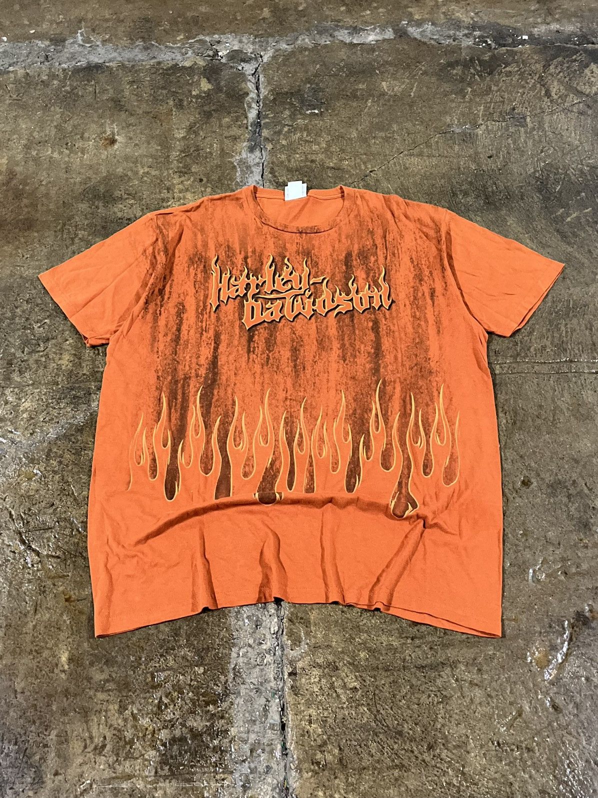 Crazy Vintage Y2K Harley Davidson Flames Grunge Biker Tee