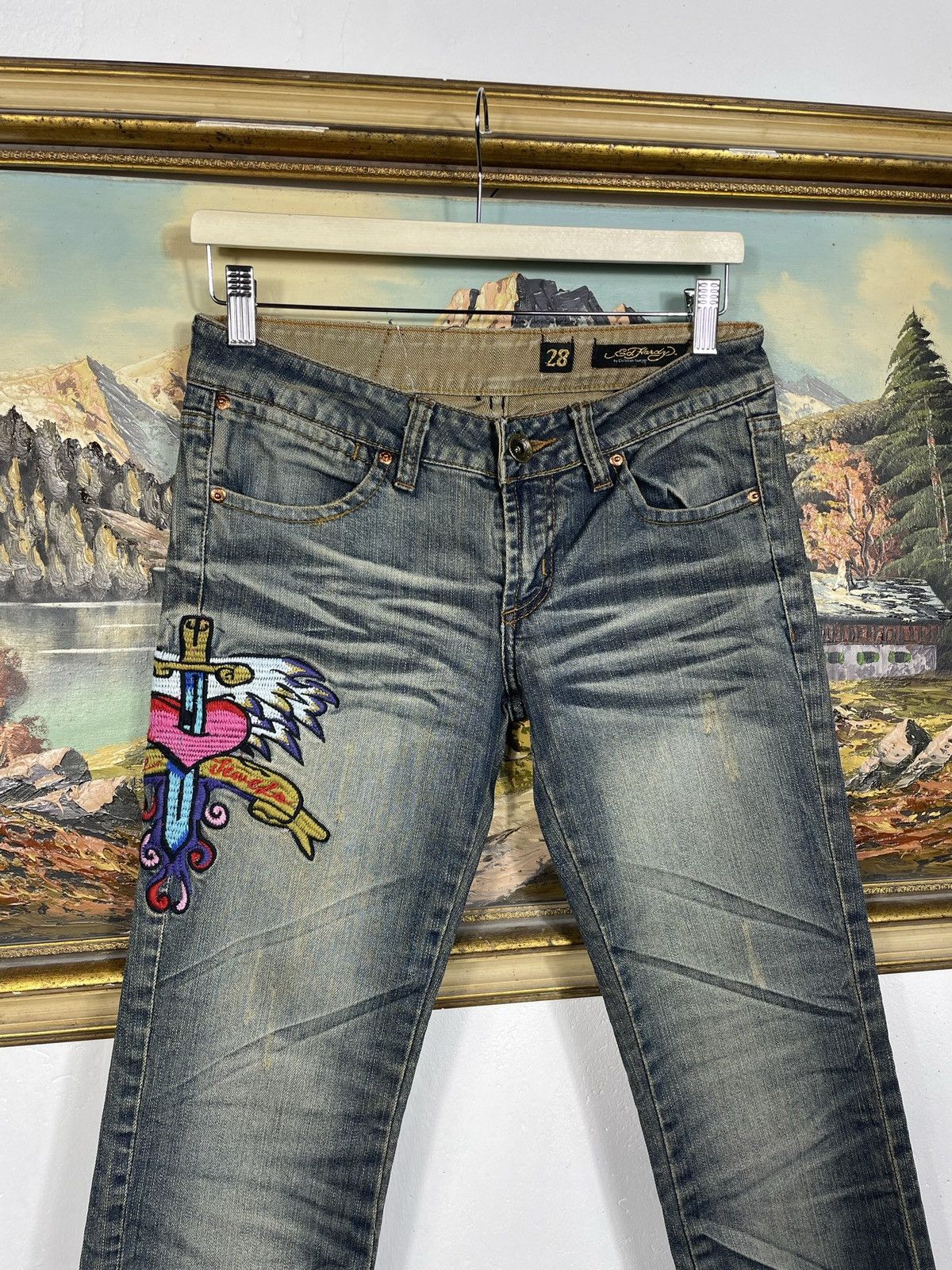 Ed Hardy Ed Hardy Vintage Y2k Washed Denim Trousers Jeans Drip Swag Size 28" / US 6 / IT 42 - 5 Thumbnail