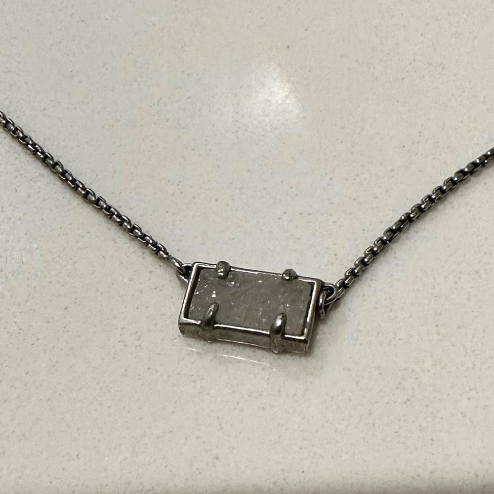 Kendra Scott Kendra Scott Pattie Iridescent White Drusy Silver Necklace Size ONE SIZE - 1 Thumbnail