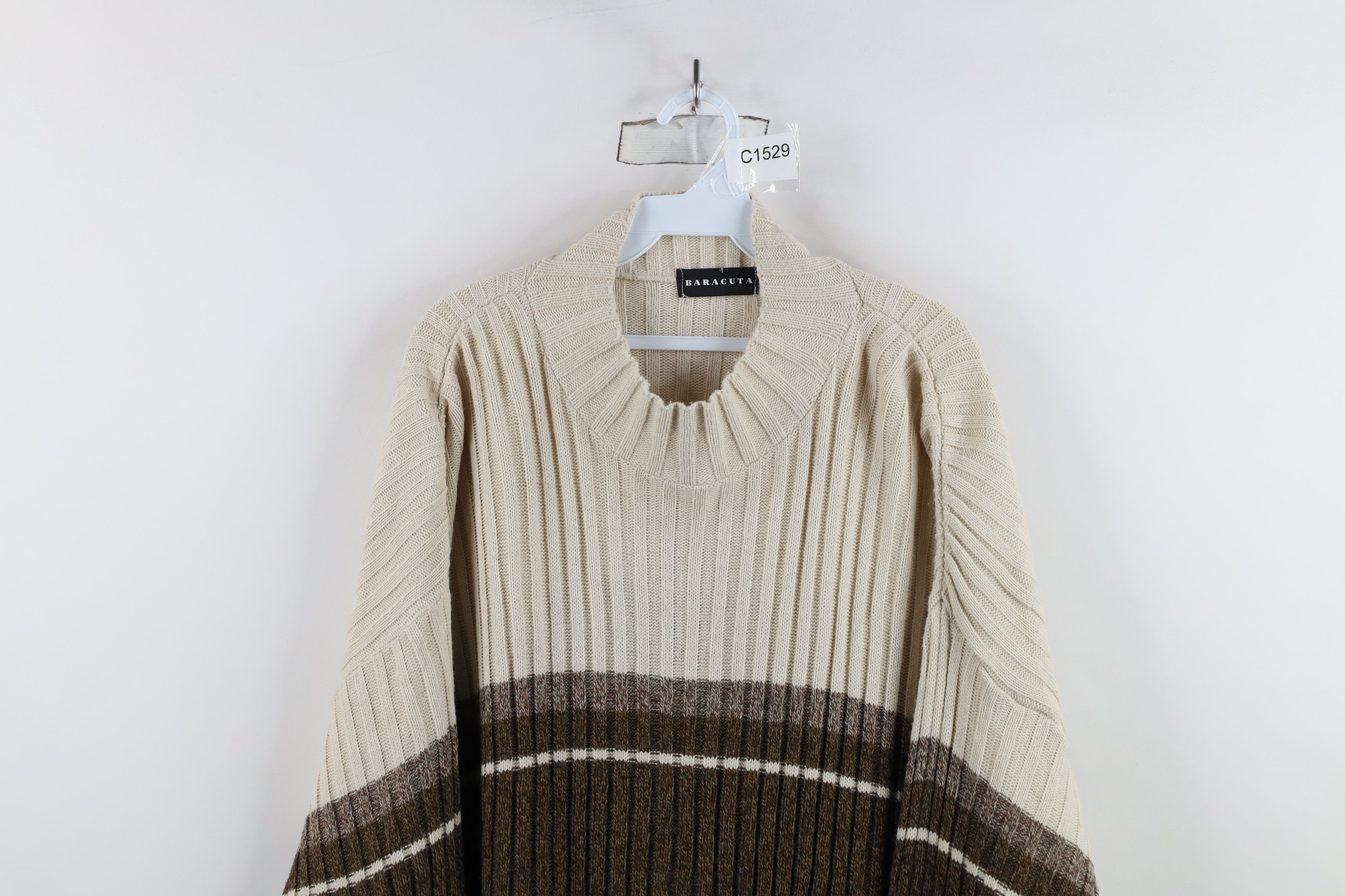 Vintage Vintage 90s Streetwear Striped Ribbed Knit Mock Neck Sweater Size US XXL / EU 58 / 5 - 2 Thumbnail