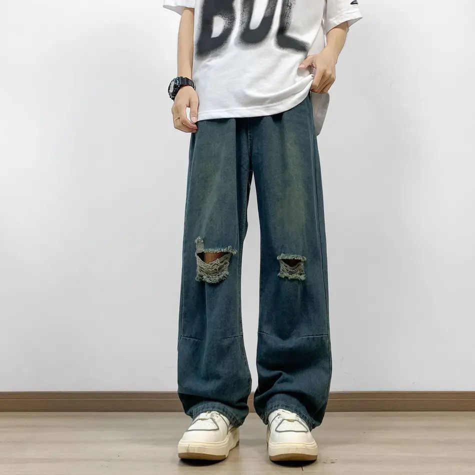 Japanese Brand × Jean Retro loose wide leg high street ripped jeans Size US 32 / EU 48 - 6 Thumbnail