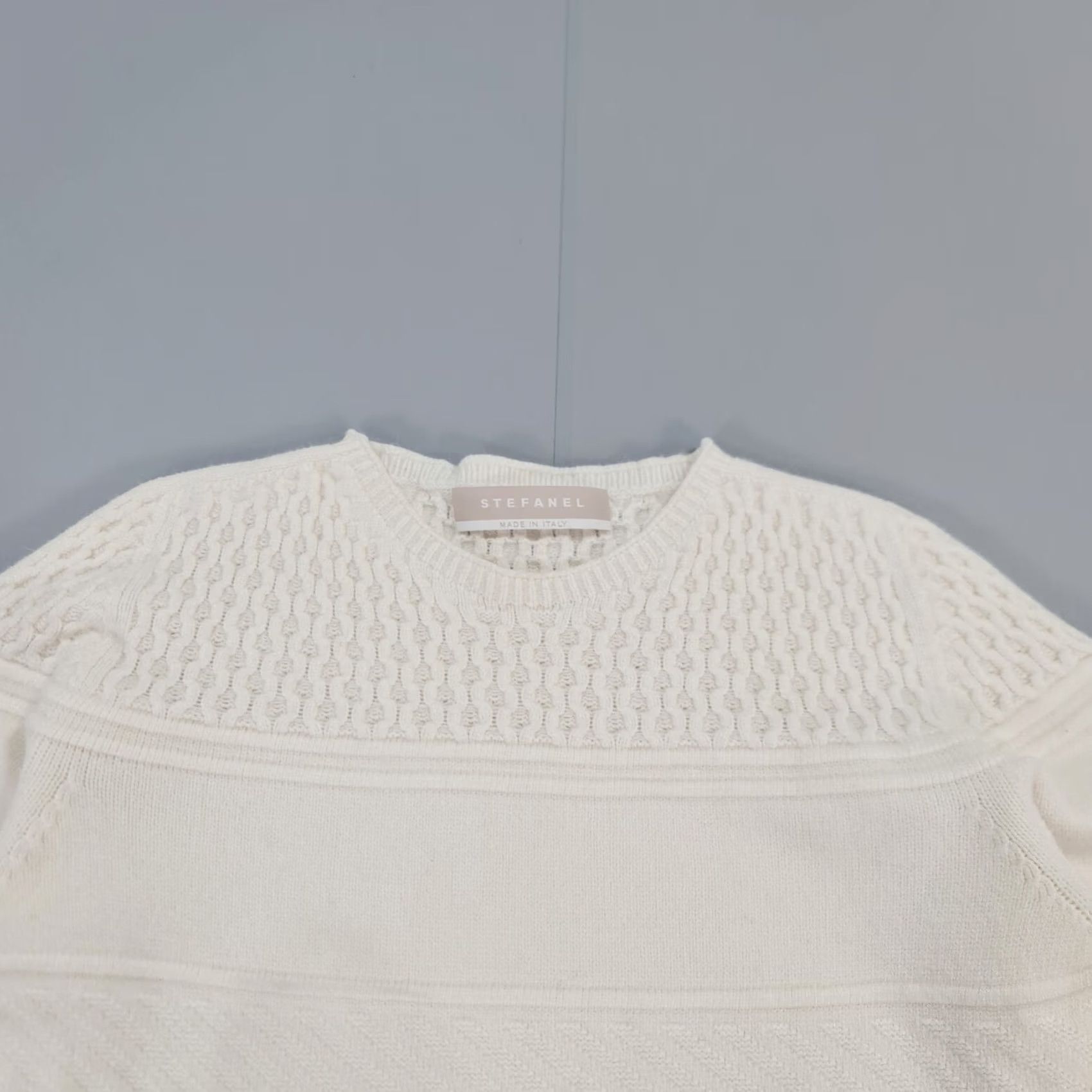 Vintage Stefanel Womens Jumper White Small Knitted Angora Pullover Crew Neck Casual City Designer Italy Size S / US 4 / IT 40 - 2 Thumbnail