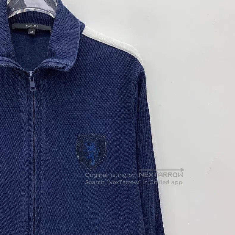 Gucci Gucci Dark blue logo embroidered cotton lapel zipper long- Size US M / EU 48-50 / 2 - 3 Thumbnail