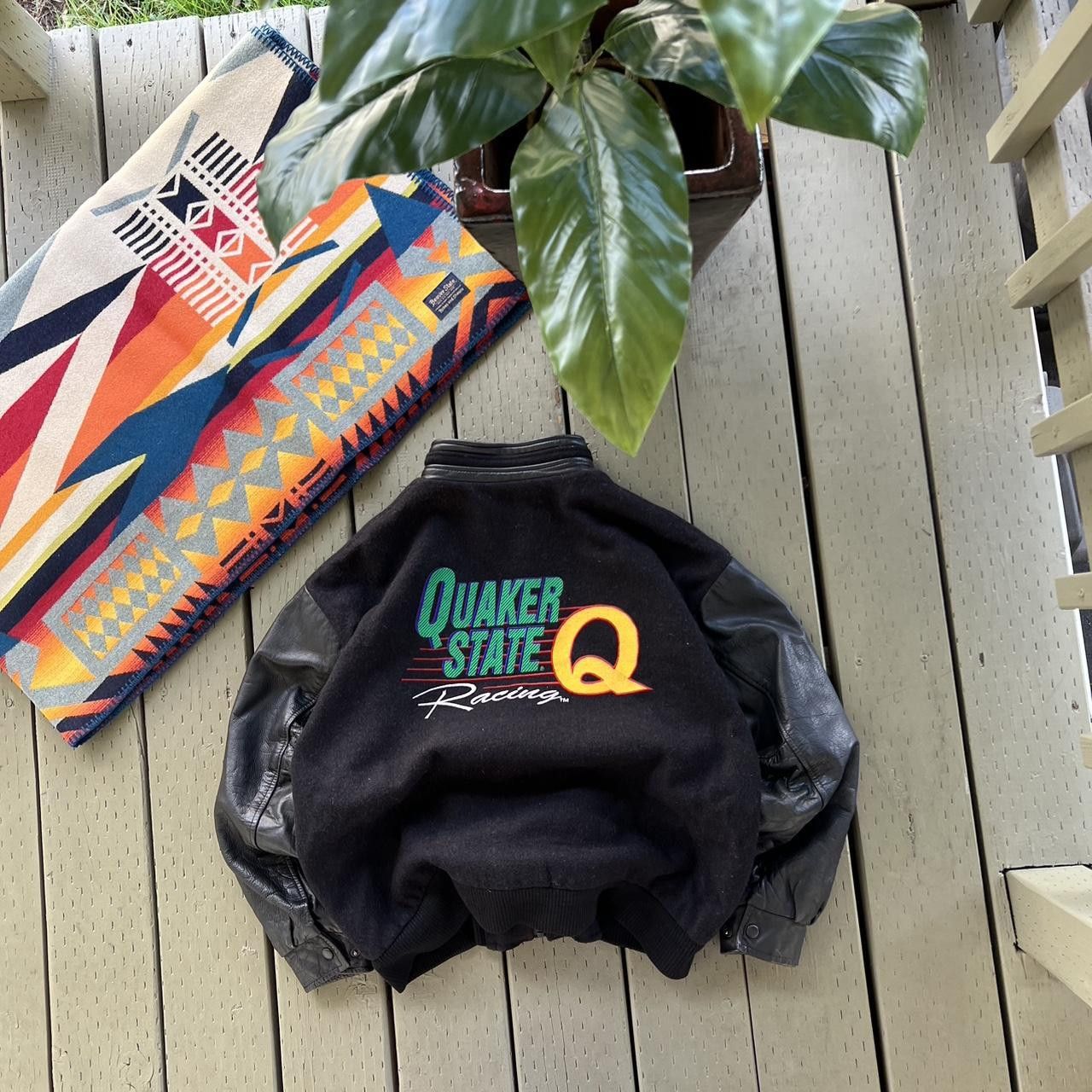 NASCAR × Vintage Nascar Jacket Quaker State Leather Sleeve Melton Stadium Size US L / EU 52-54 / 3 - 1 Thumbnail