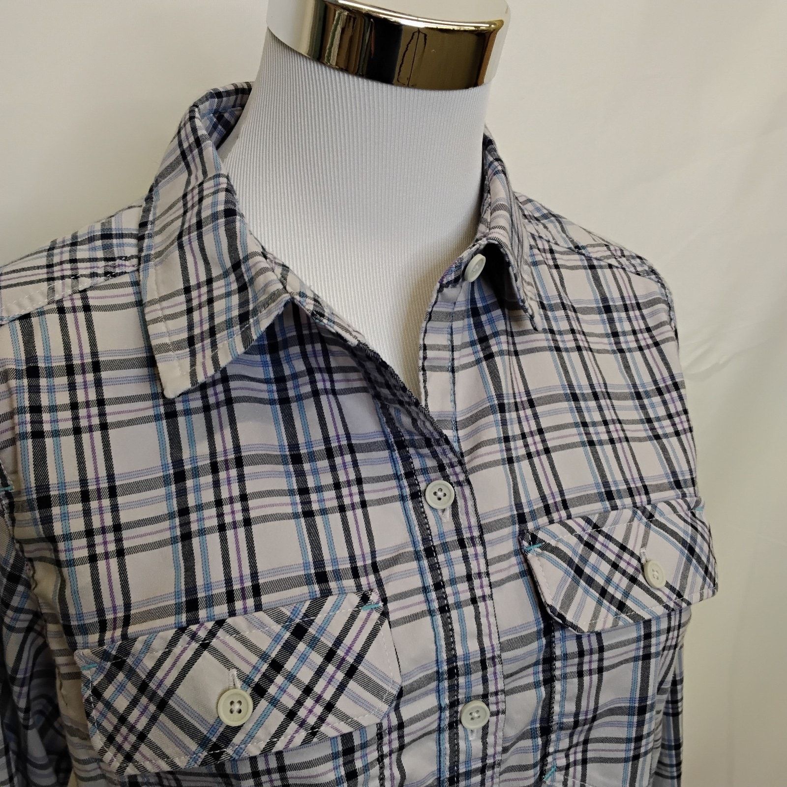 Stio Stio Collared Shirt Women's M Purple/Blue Plaid Casual Size M / US 6-8 / IT 42-44 - 4 Thumbnail