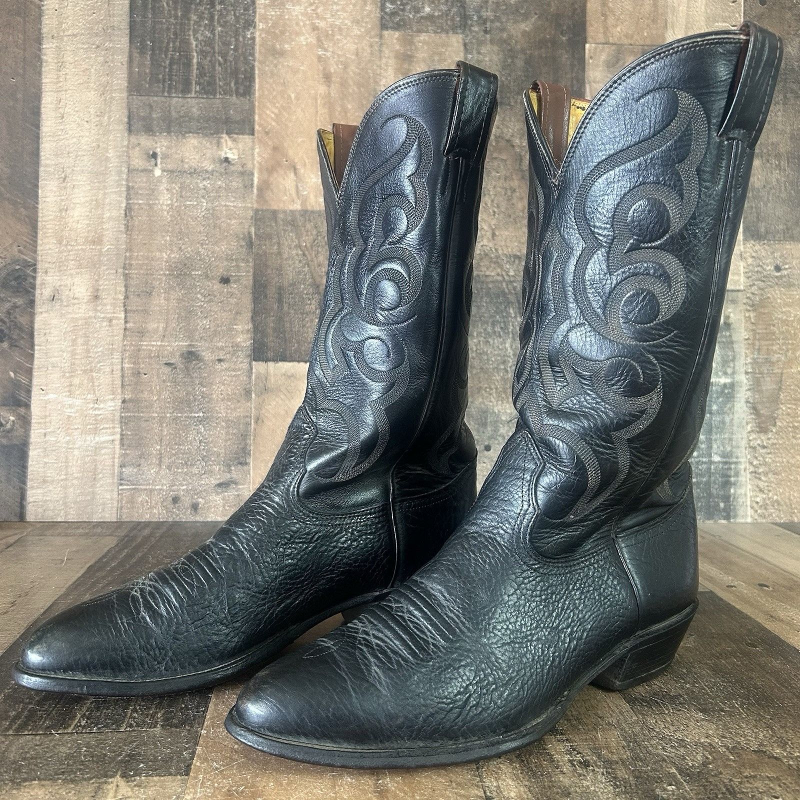 Nocona Boots Nocona Vintage Black Bullhide Cowboy Boots Mens  display picture 2