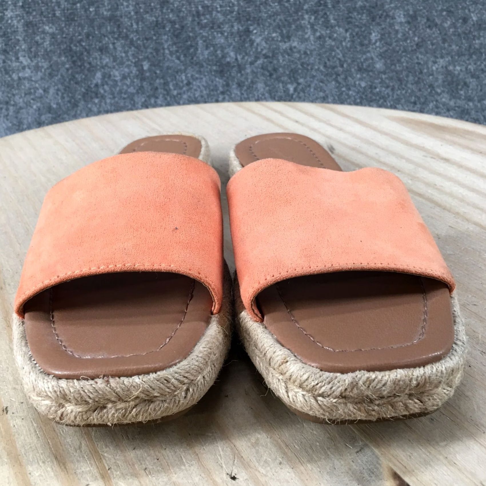 Vintage Universal Thread Sandals Womens 7 Square Toe Slide Espadrille Flats Orange Shoes Sandal Slip On Flat Casual Womens 7 Orange Size US 7 / IT 37 - 7 Thumbnail