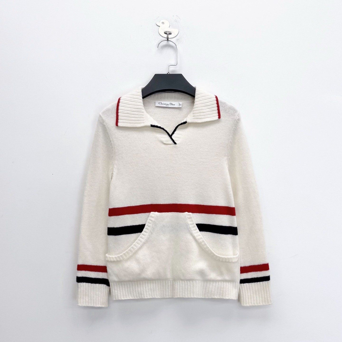 Dior Dior Seagull Collar Striped Logo Knit Size US S / EU 44-46 / 1 - 1 Thumbnail