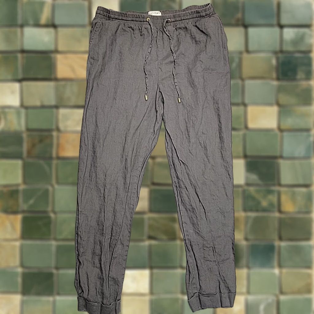 Ellen Tracy VTG Ellen Tracy Pants Womens M Gray 100% Linen Elastic Waist Drawstring Comfort Pants Mens Womens Girls Boys Size 32" / US 10 / IT 46 - 1 Thumbnail