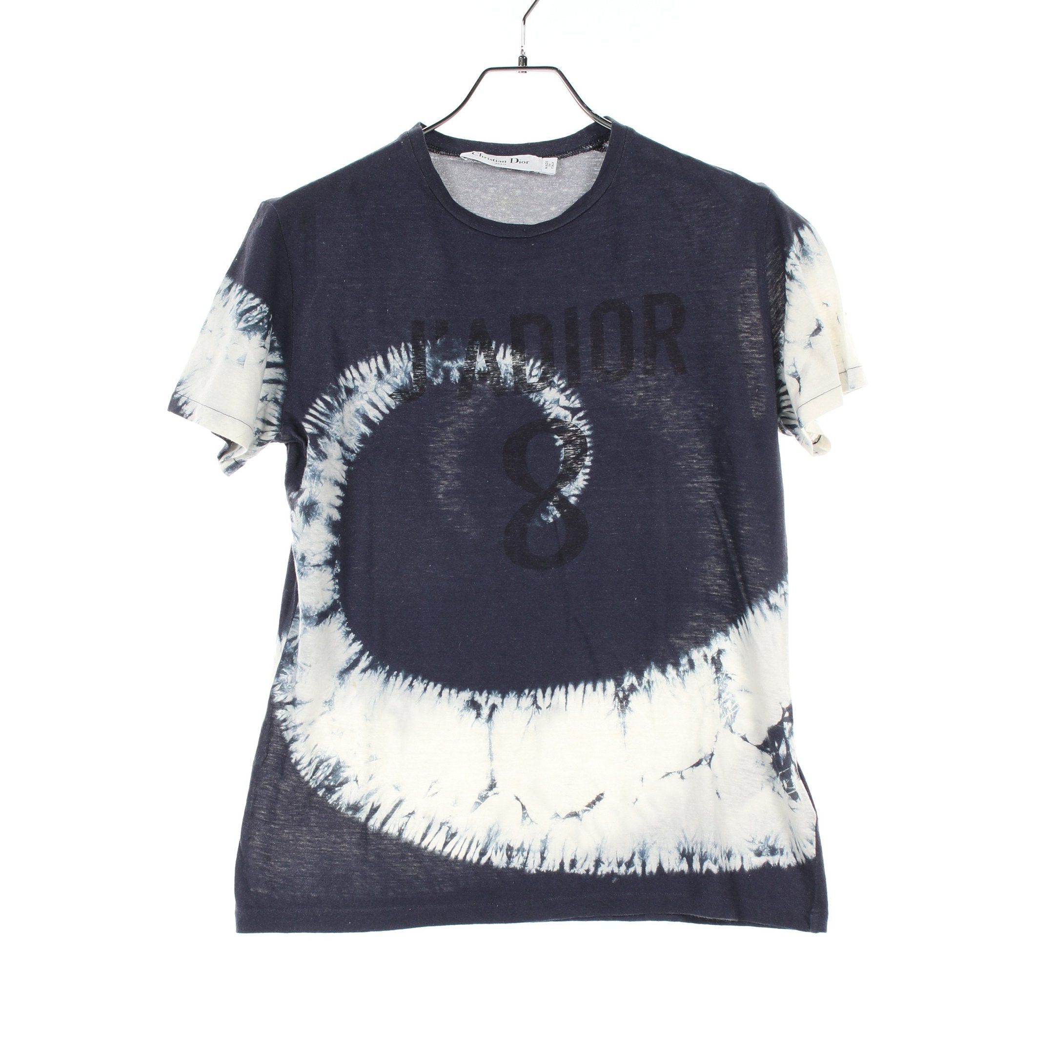 Dior Dior J'ADIOR Tie Dye T-Shirt Crew Neck Short Sleeve Cotton Navy White Size ONE SIZE - 1 Thumbnail