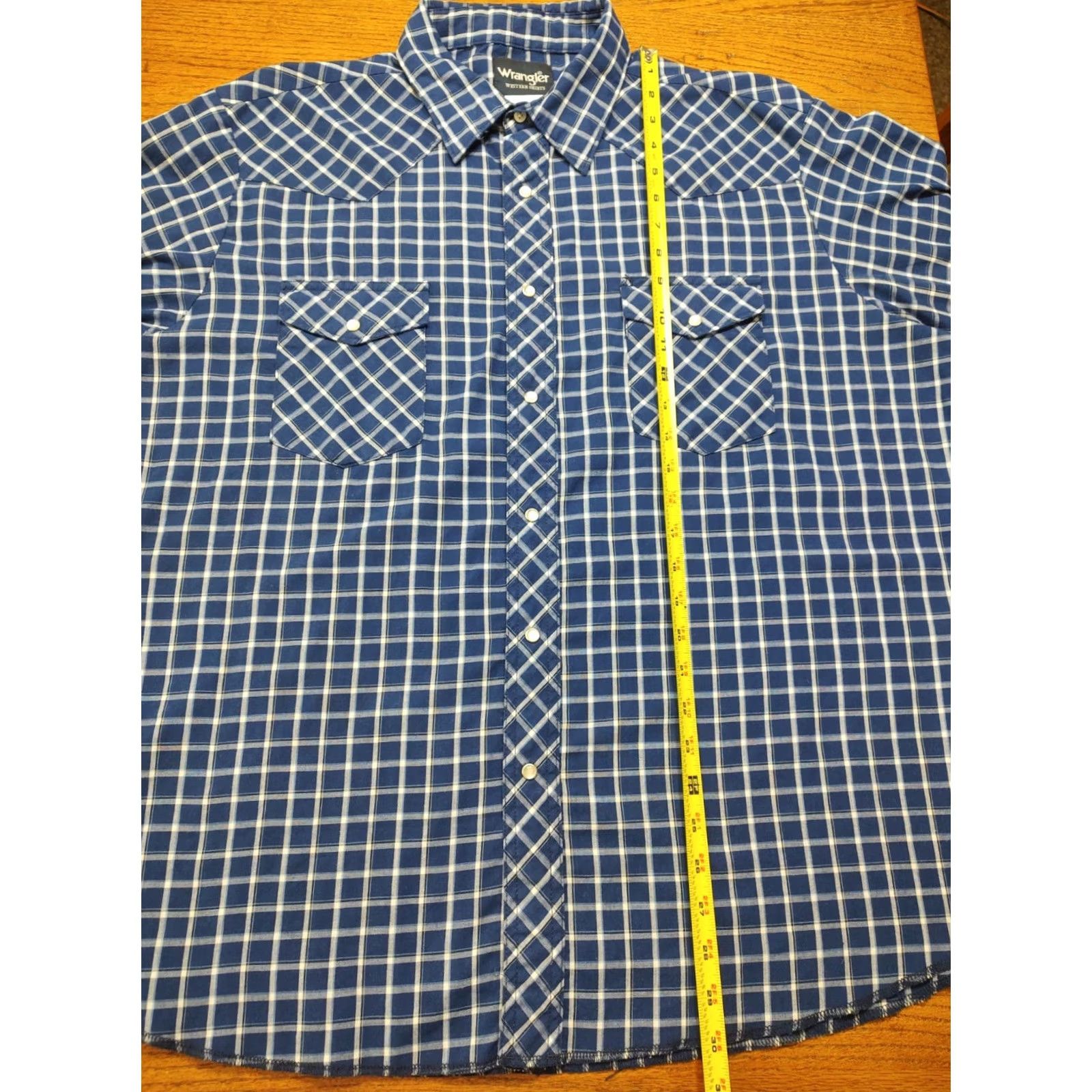 Wrangler VINTAGE Wrangler Pearl Snap Plaid Shirt Men XL Blue Long Sleeve Western Rodeo Cowboy Size US XL / EU 56 / 4 - 5 Thumbnail