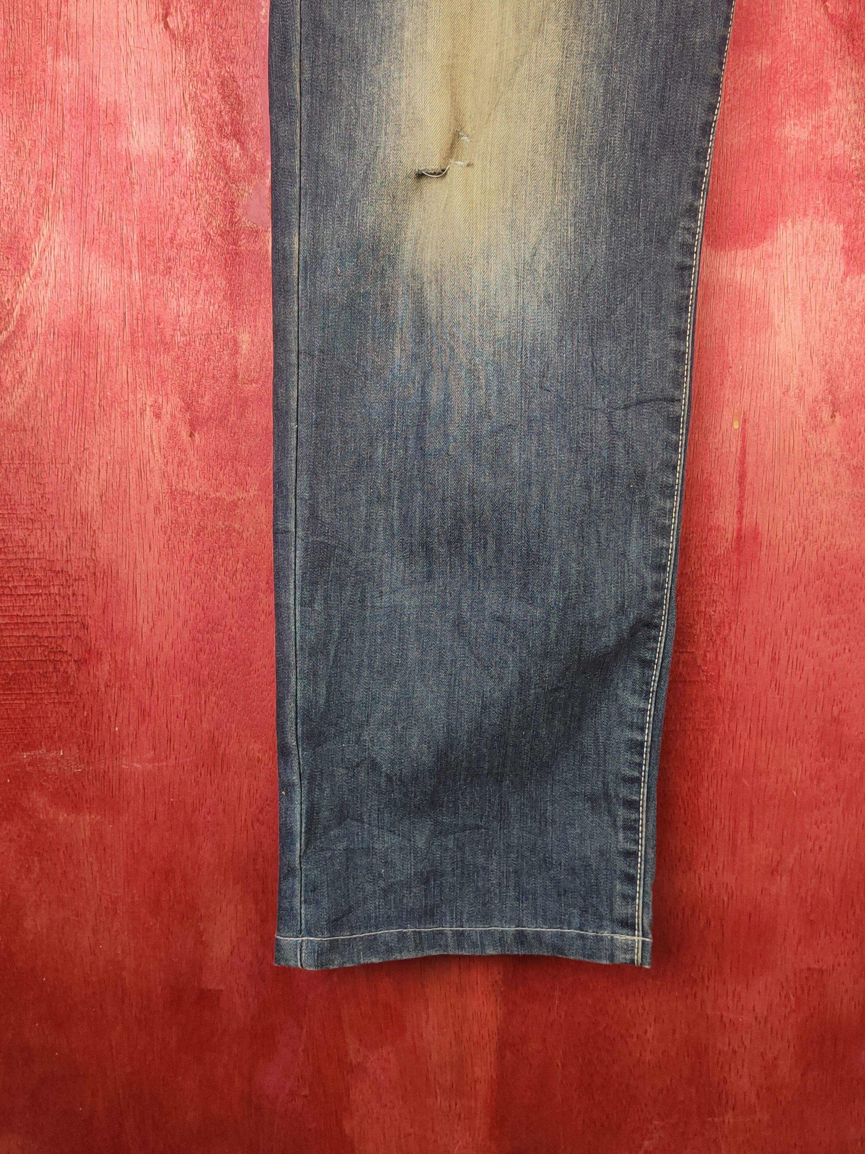 Japanese Brand Wrangler Dark Blue Distressed Ripped Jeans #S1663 Size US 34 / EU 50 - 4 Thumbnail