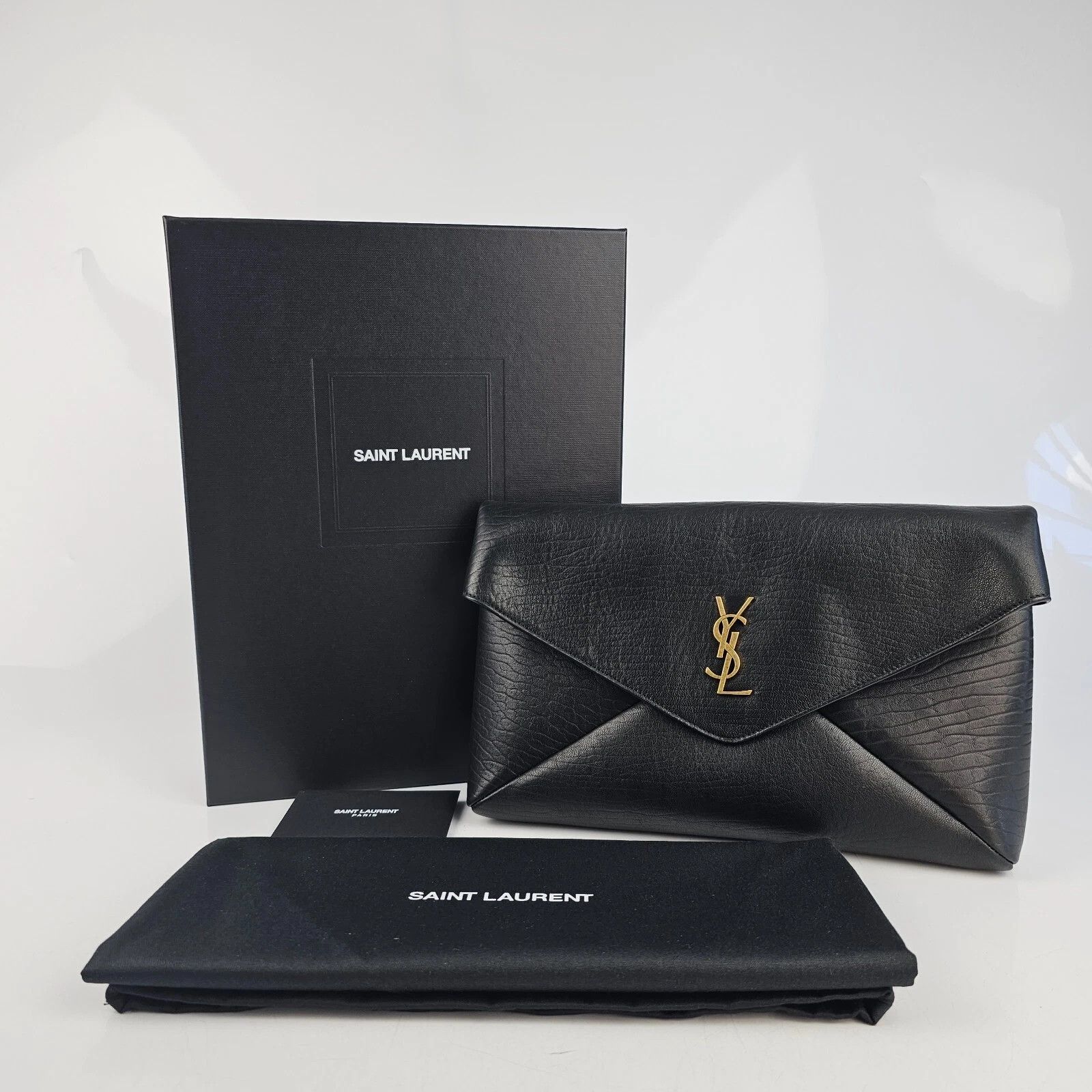 Saint Laurent Paris SAINT LAURENT Cassandre Large Black Leather Envelope Size ONE SIZE - 2 Thumbnail