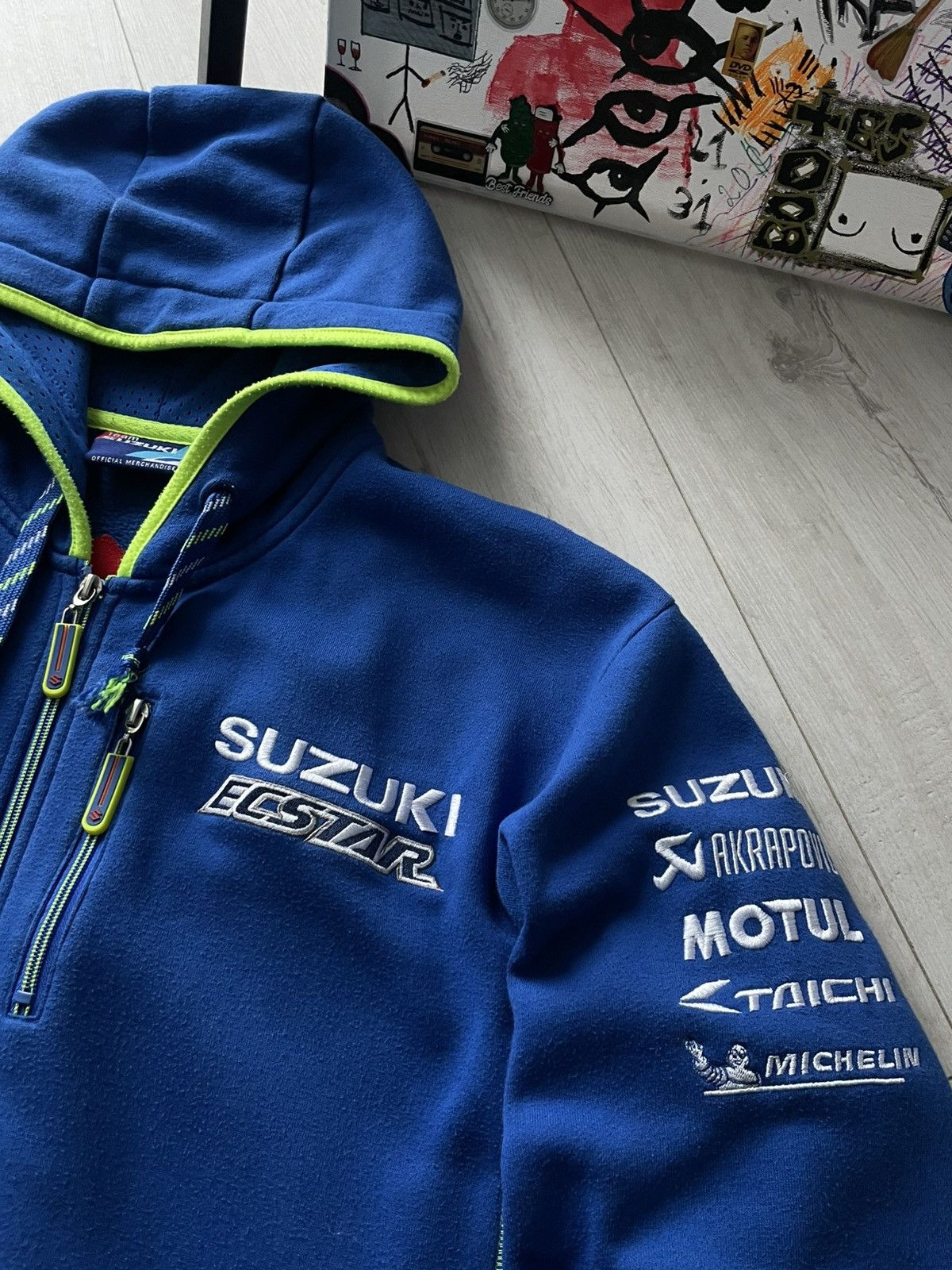 Other Vintage Y2K Suzuki Racing Zip Hoodie Michelin 00’s Blue RARE Size US XL / EU 56 / 4 - 6 Thumbnail