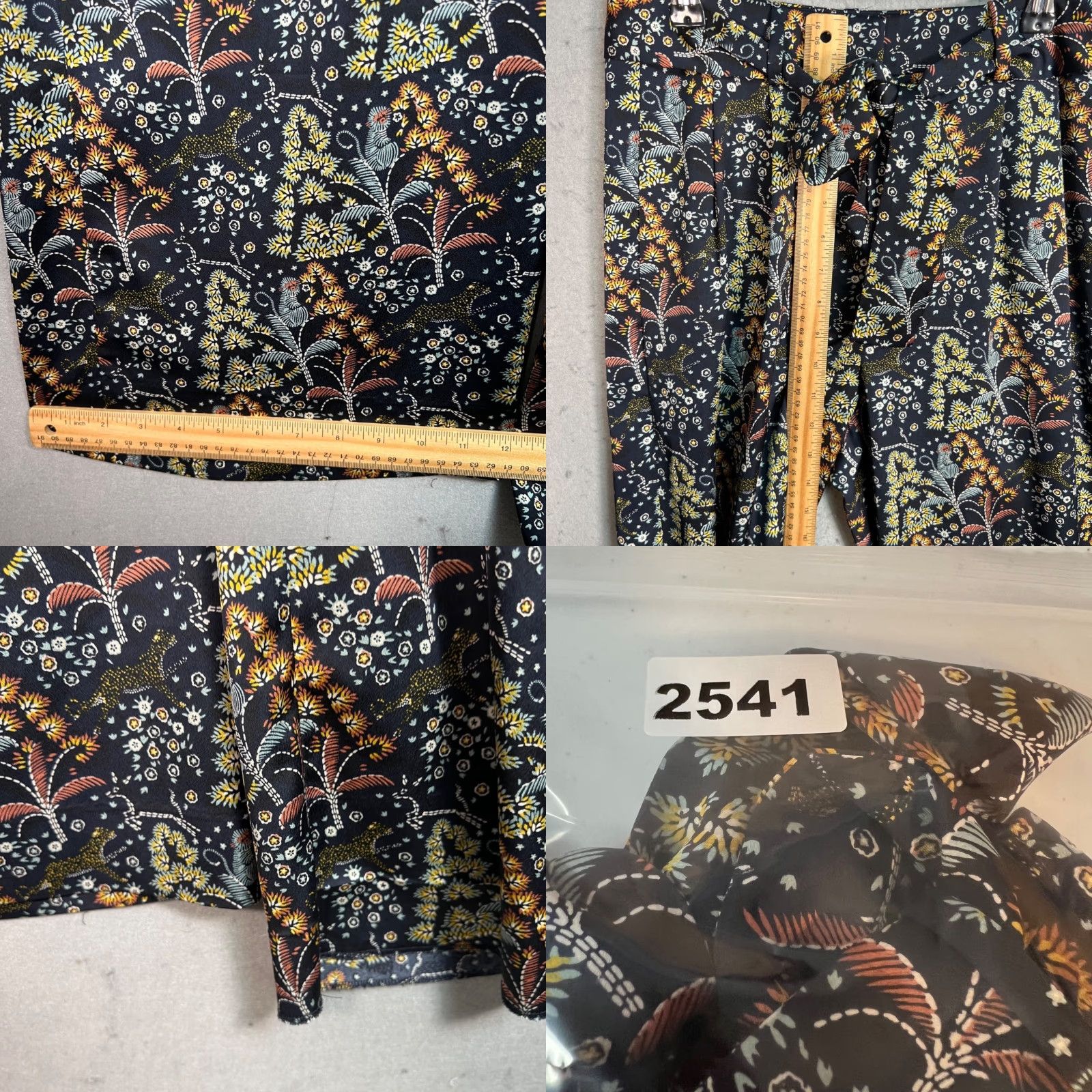 J.Crew J. Crew Point Sur Womens Small Floral Wide-Leg Pants Black Multicolor Size 28" / US 6 / IT 42 - 8 Thumbnail
