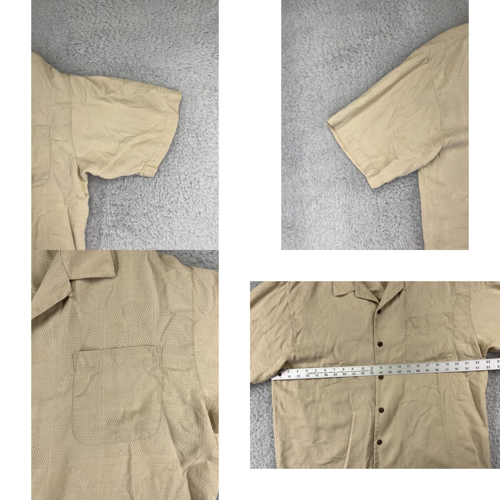 Tommy Bahama VINTAGE Tommy Bahama Shirt Mens Large Beige Palm Tile Pattern Silk Hawaiian Button Up Size US L / EU 52-54 / 3 - 8 Thumbnail