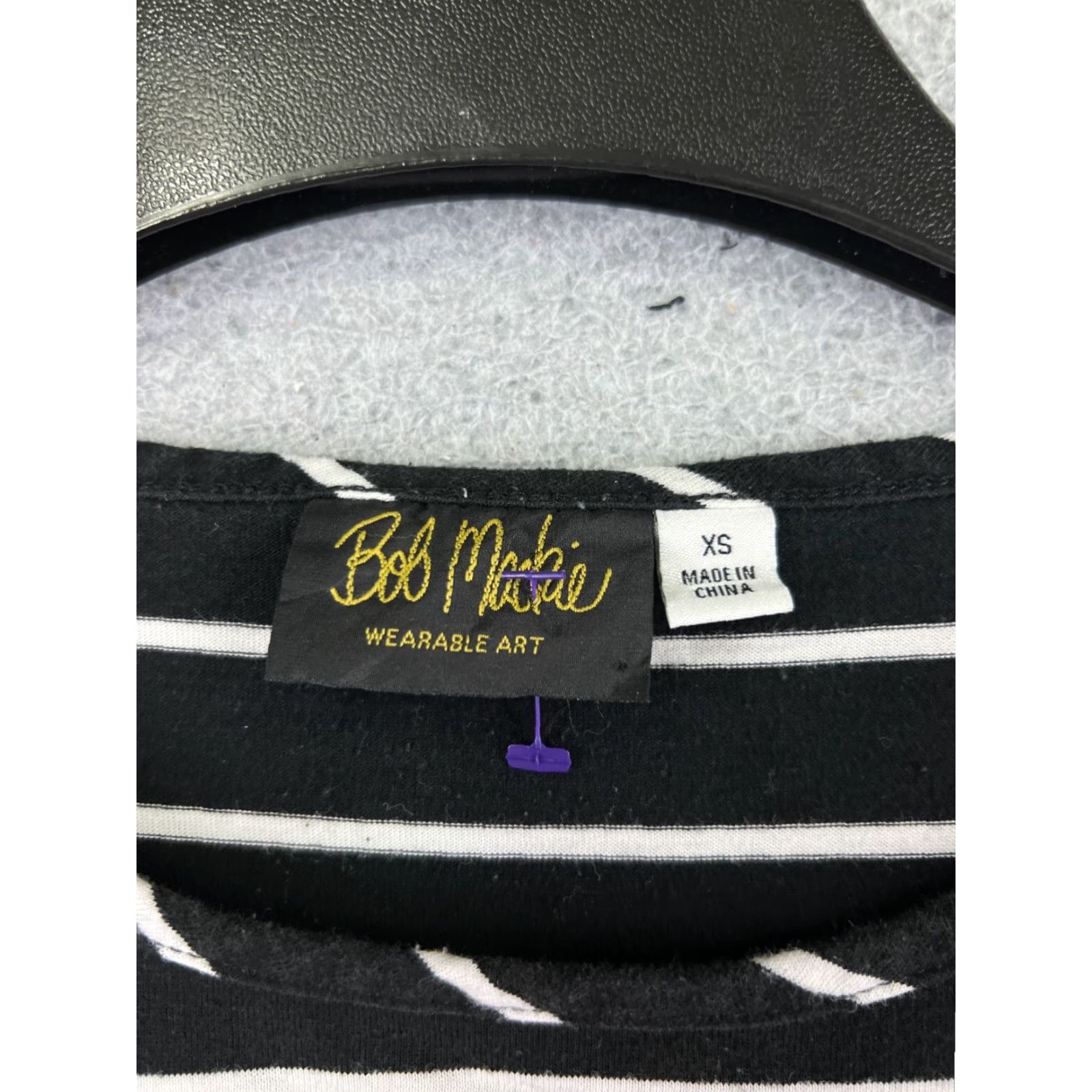 Bob Mackie Bob Mackie Wearable Art Shirt Womens XS Black White Stripe Round Neck Cotton Blend Jersey 3/4 Sleeve Embroidered Vintage No Size XS / US 0-2 / IT 36-38 - 7 Thumbnail