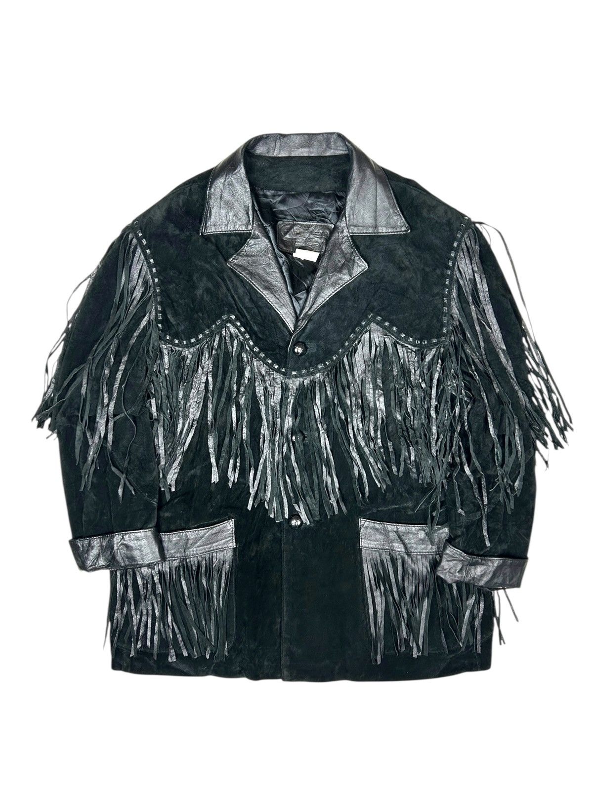 Genuine Leather Vintage Suede Leather Fringe coat jacket western le ranch Size US XL / EU 56 / 4 - 1 Thumbnail