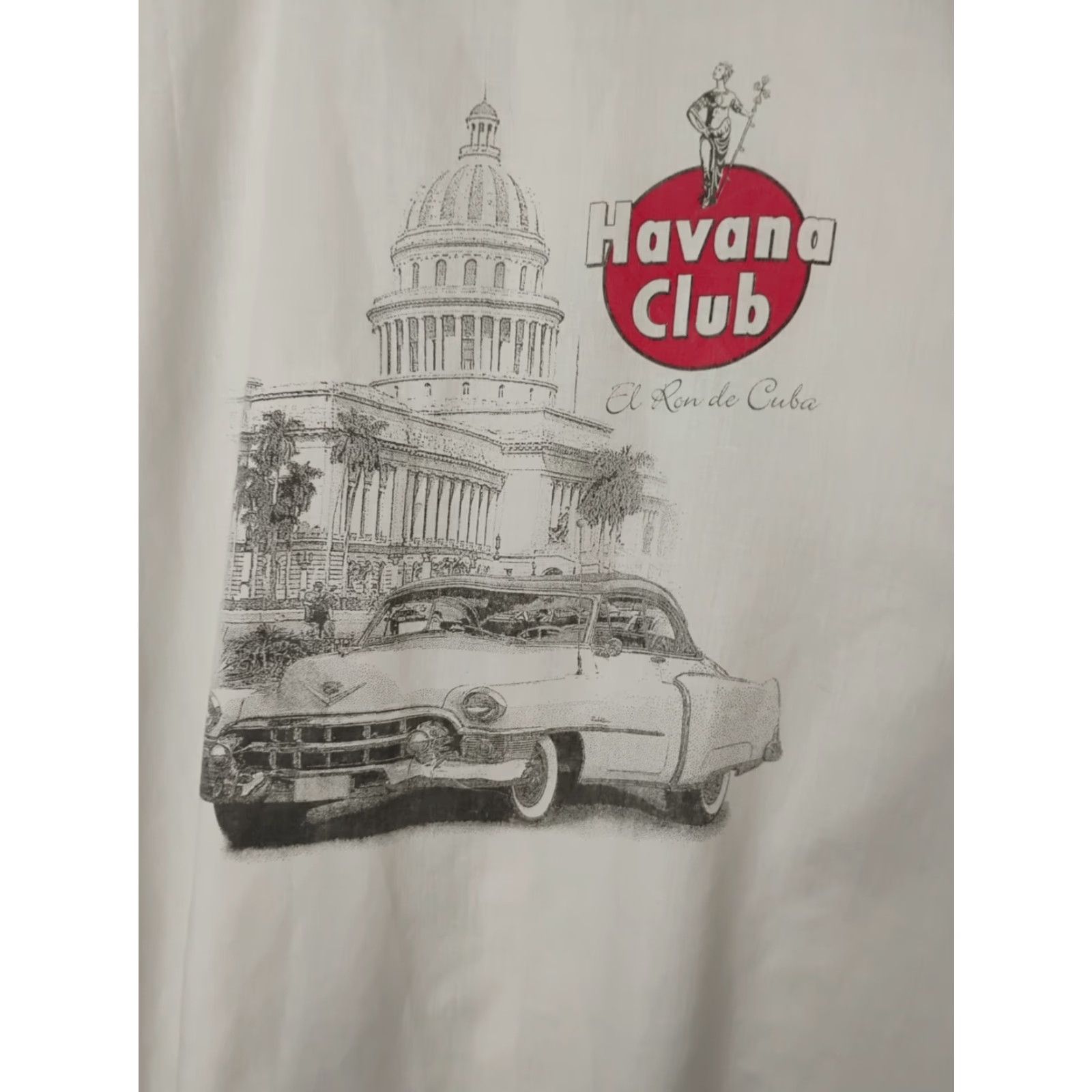 Vintage Havana VINTAGE Cimarron Havana Club El Ron De Cuba Short Sleeve Button Up Shirt Mens 3XL White Cotton Beach Hawaiian Lightweight Sheer Figured Pocket Size US XXL / EU 58 / 5 - 2 Thumbnail